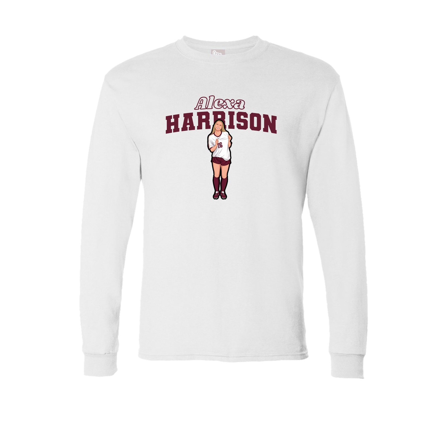 Long Sleeve Tee — Name Arch in White