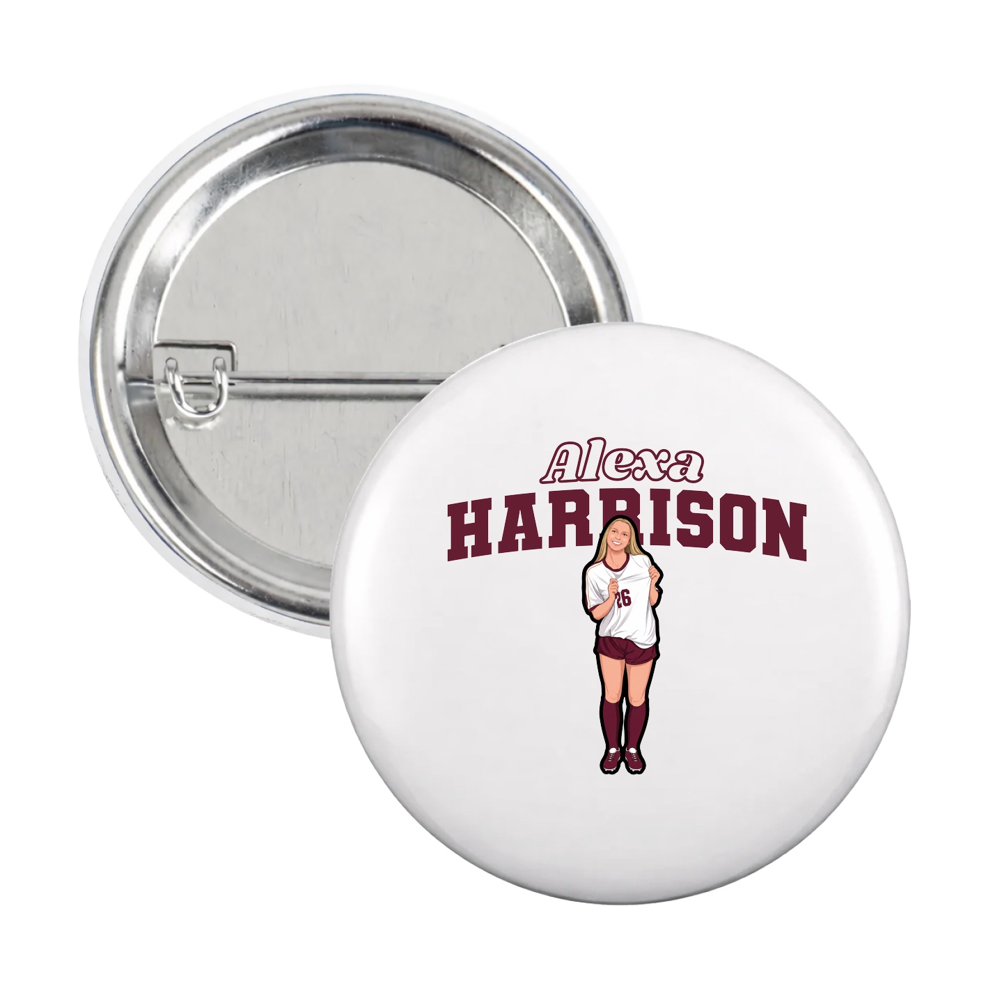 Game Day Button — Name Arch in White