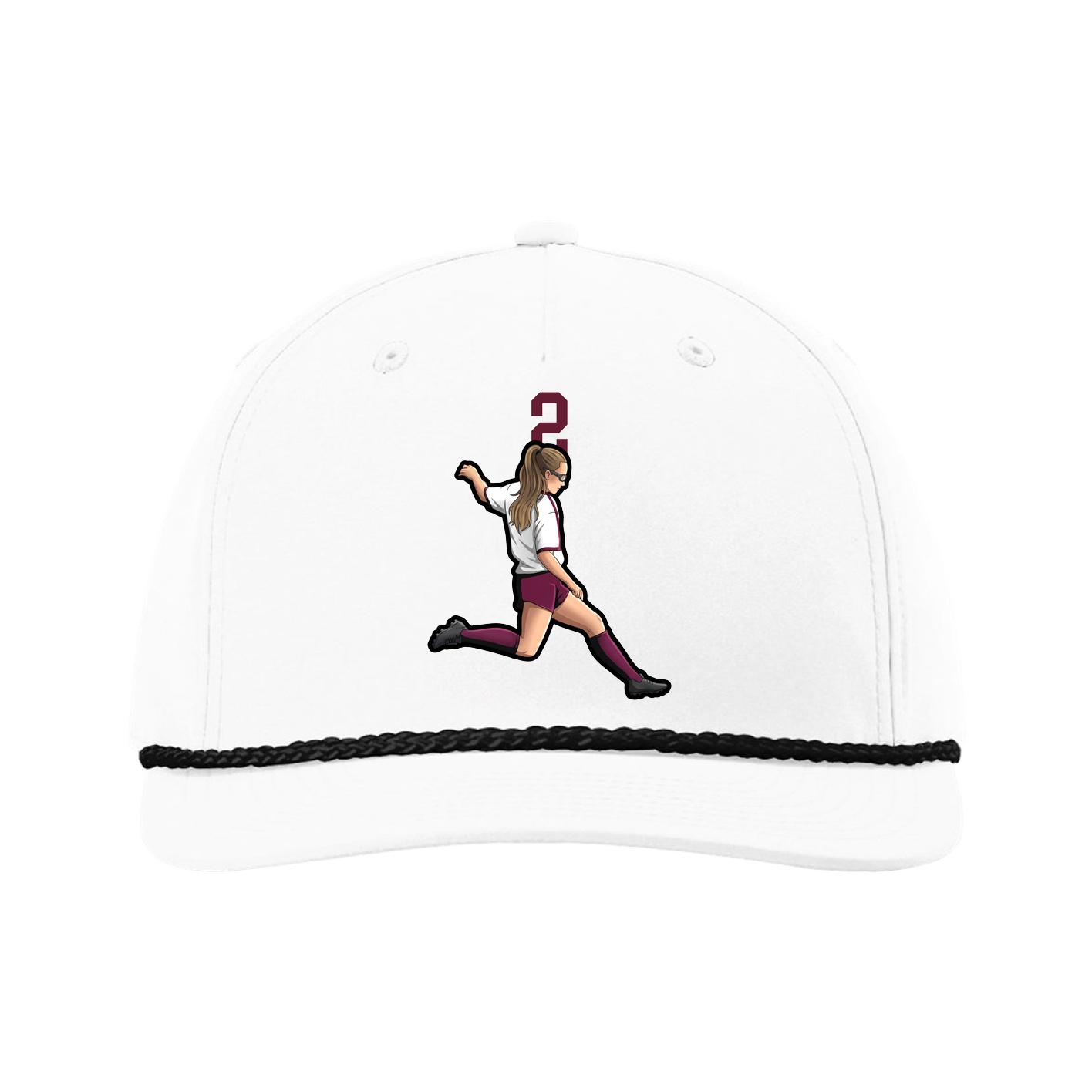 Five-Panel Classic Rope Cap — Number Top in White