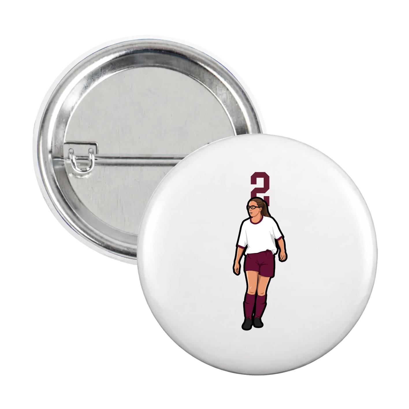 Game Day Button — Number Top in White