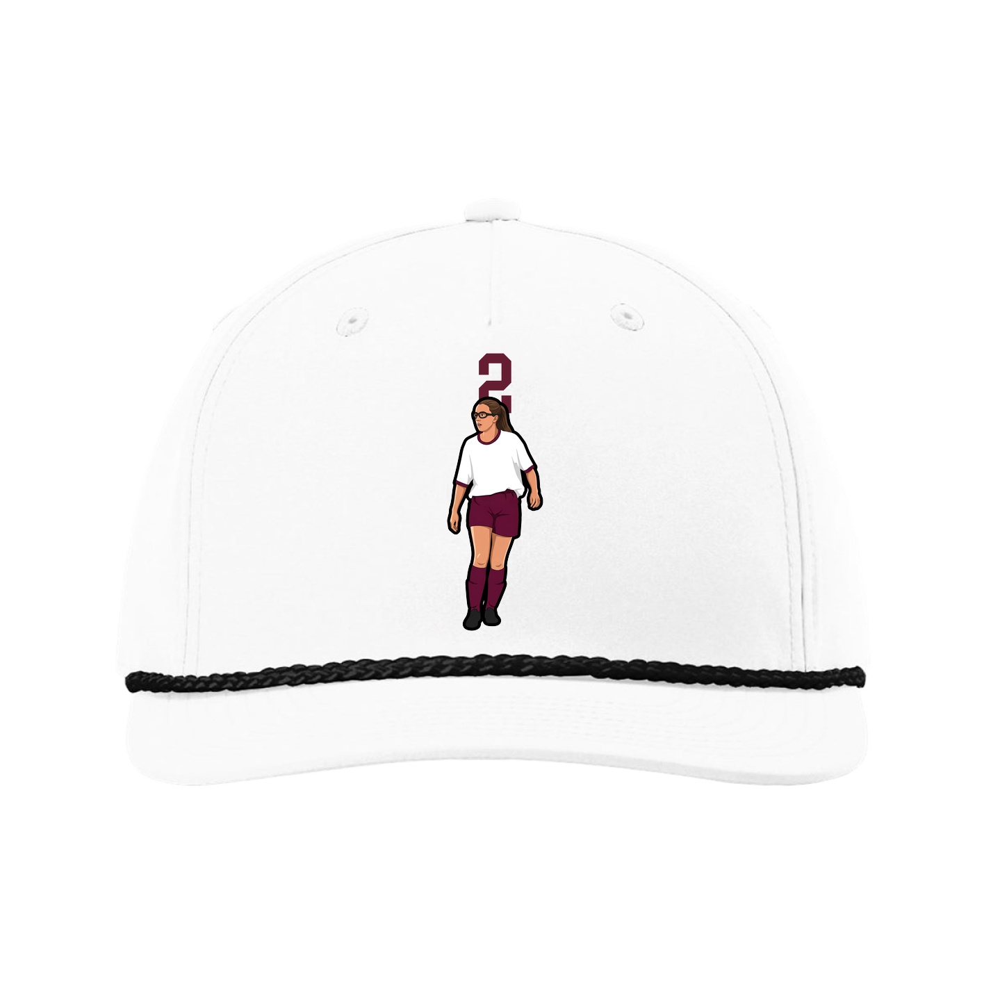 Five-Panel Classic Rope Cap — Number Top in White