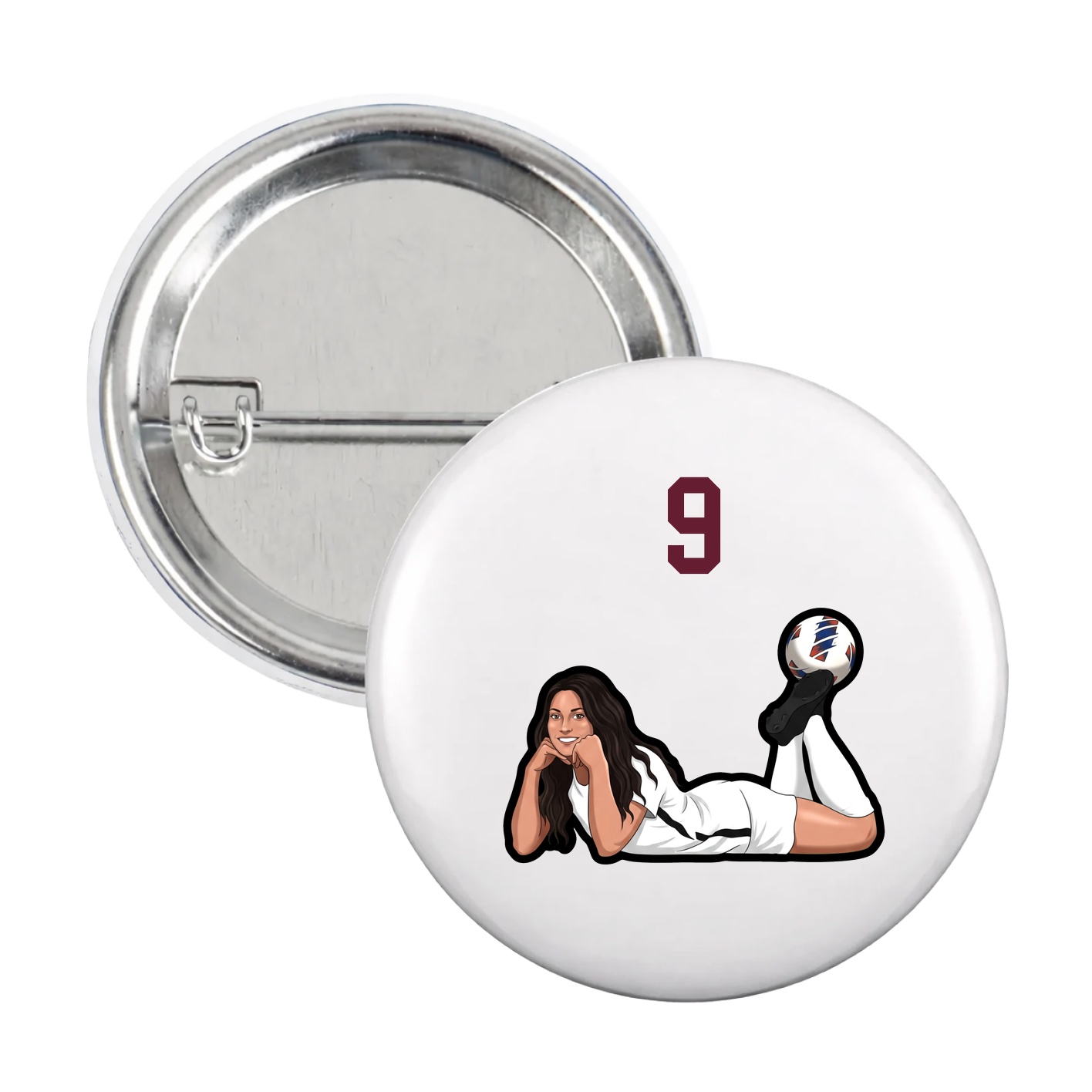 Game Day Button — Number Top in White