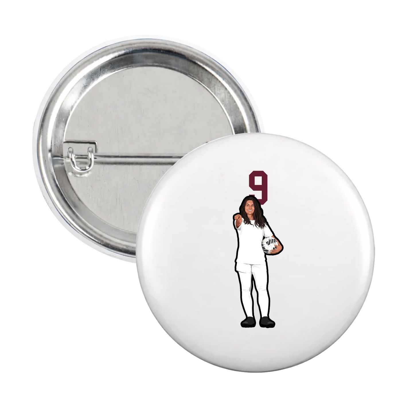 Game Day Button — Number Top in White