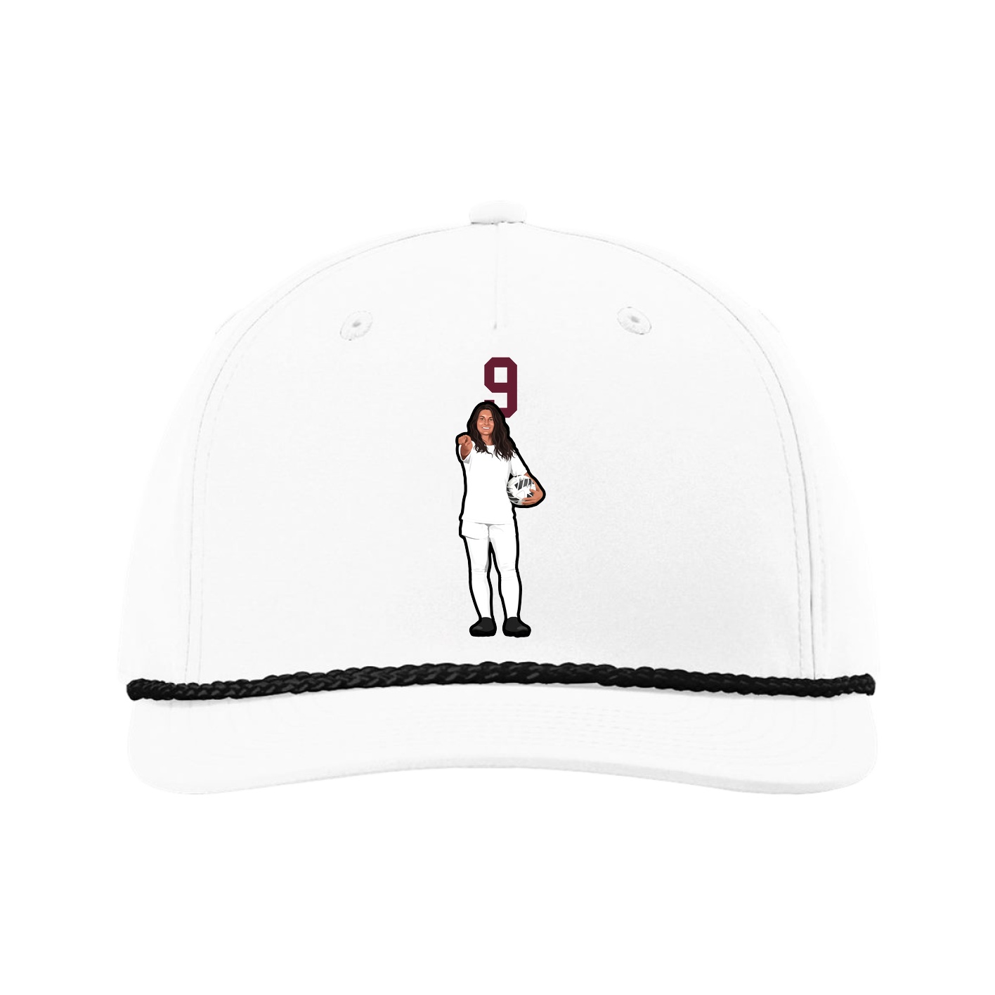 Five-Panel Classic Rope Cap — Number Top in White
