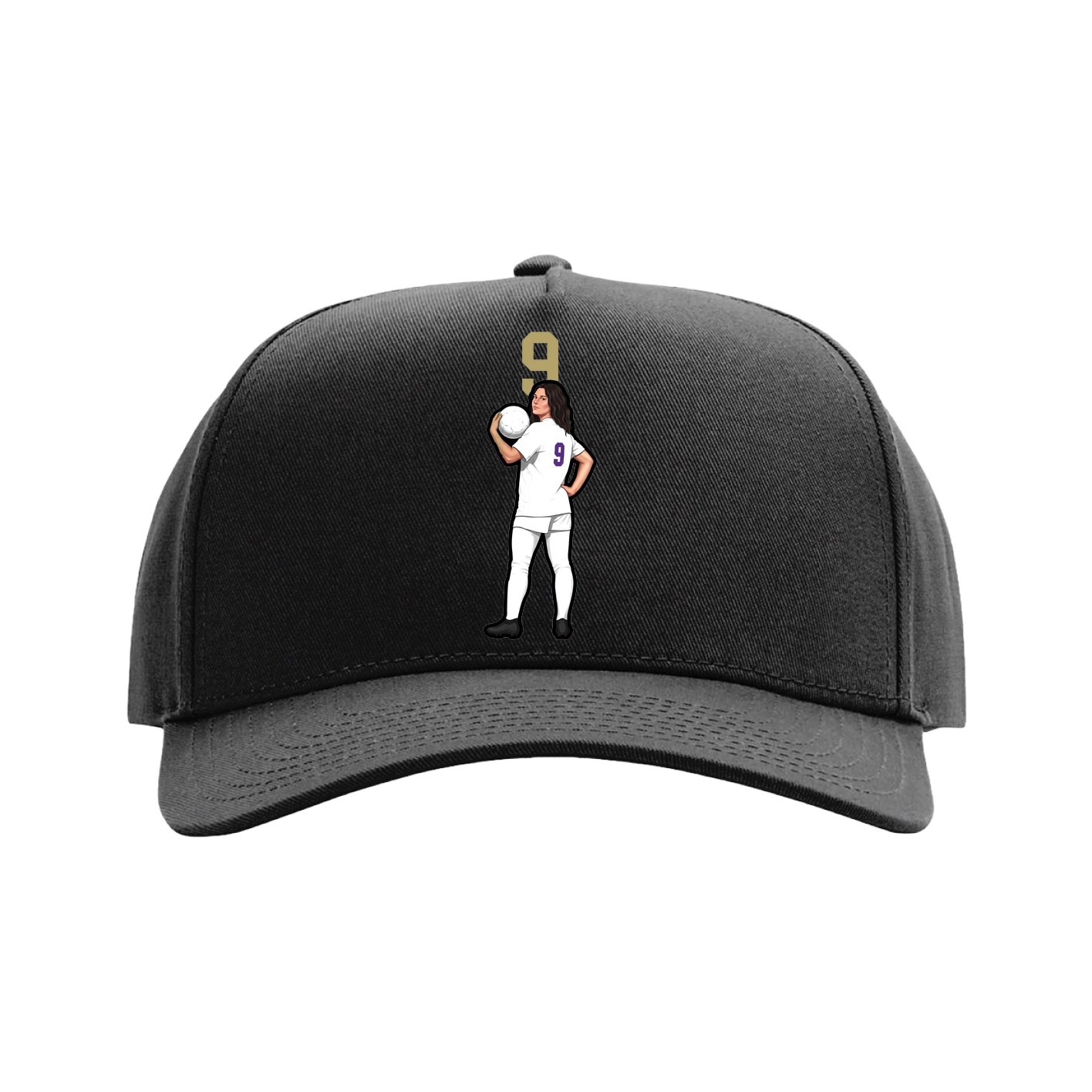 Full Fabric Five-Panel Champ Cap — Number Top in Black