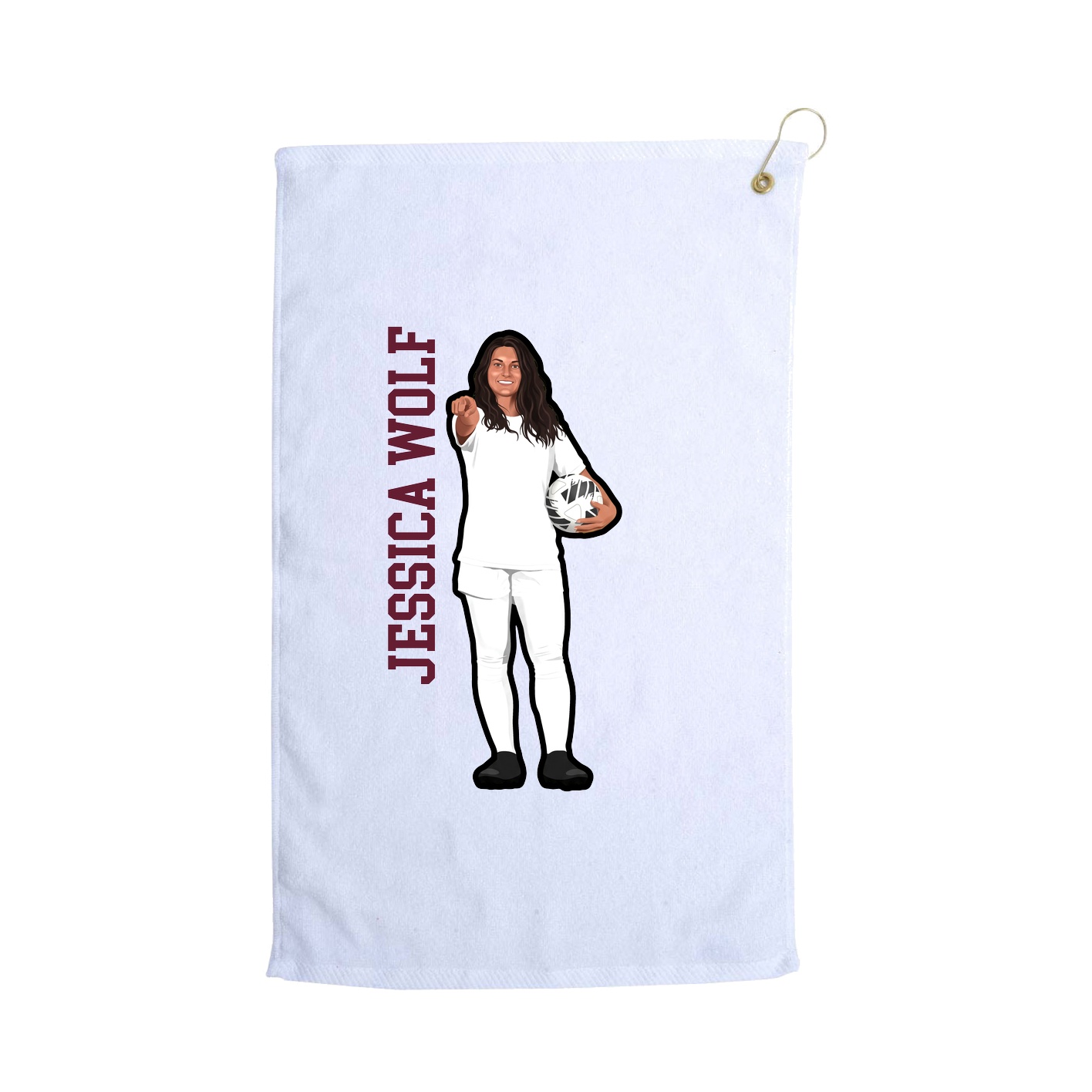 Golf Towel — Name Vertical in White