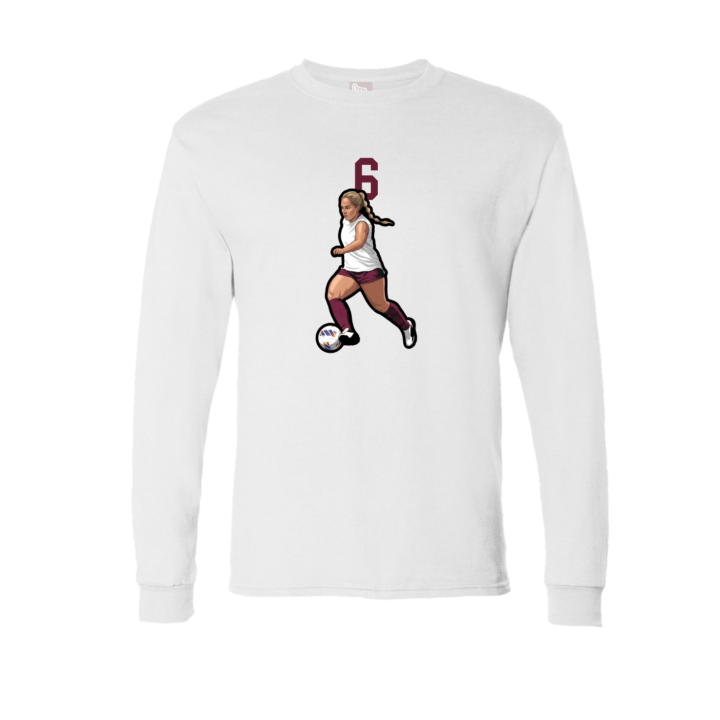Long Sleeve Tee — Number Top in White
