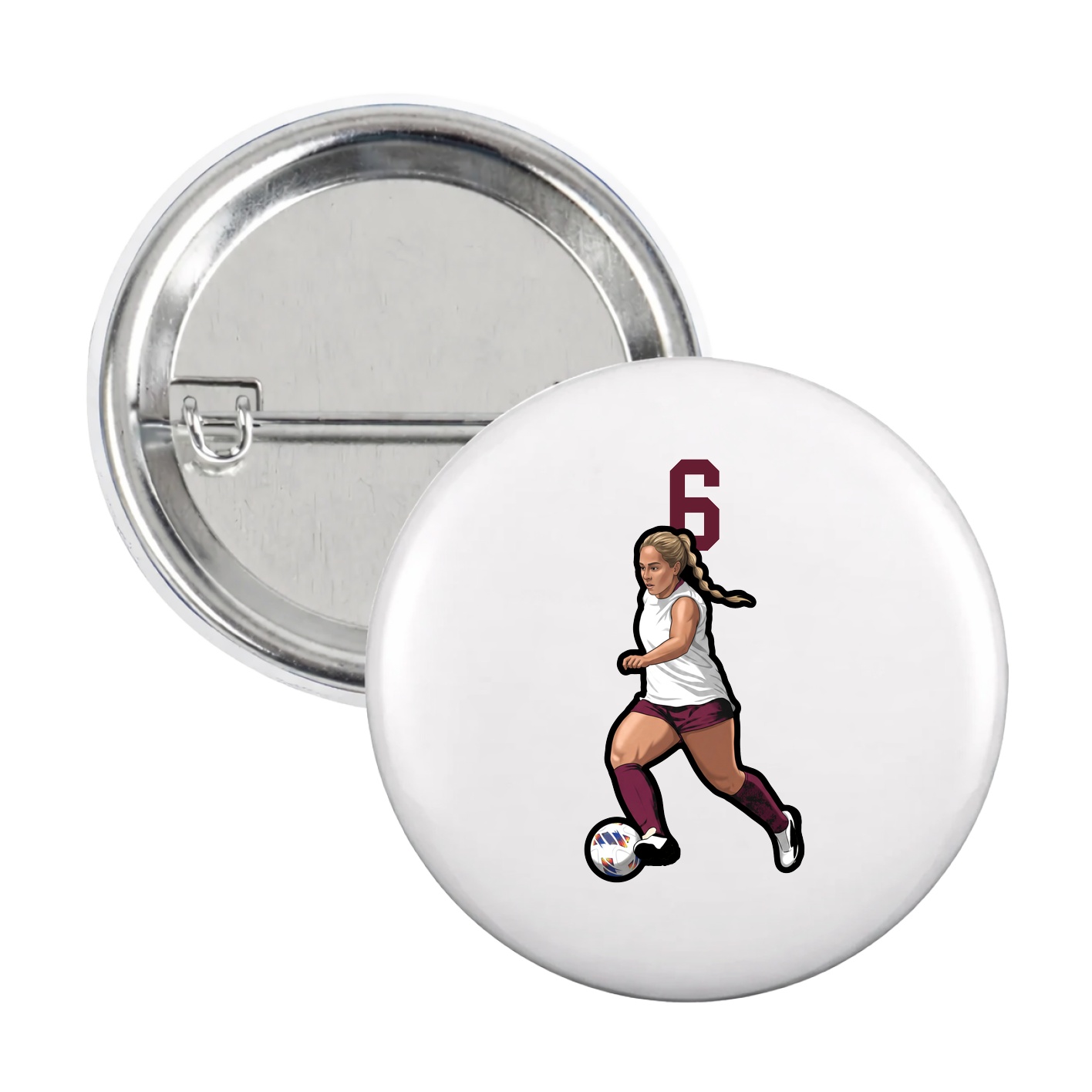 Game Day Button — Number Top in White
