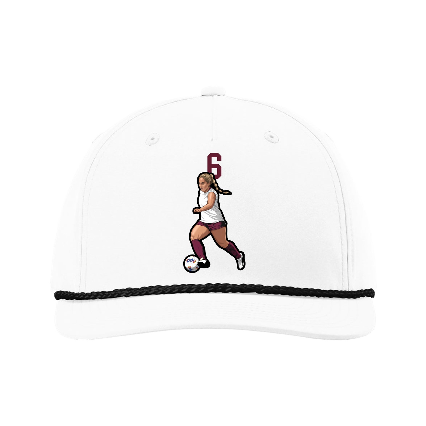 Five-Panel Classic Rope Cap — Number Top in White