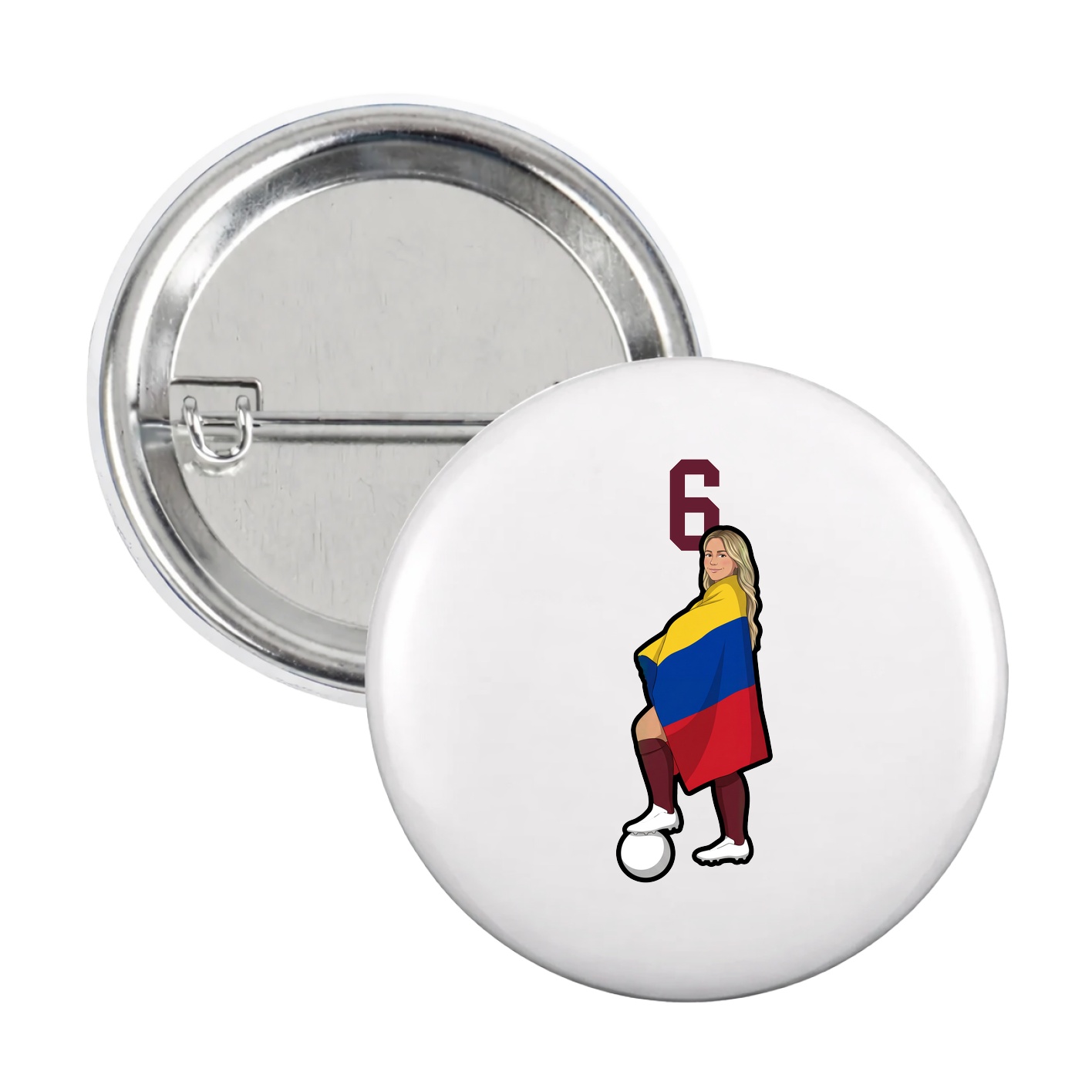 Game Day Button — Number Top in White