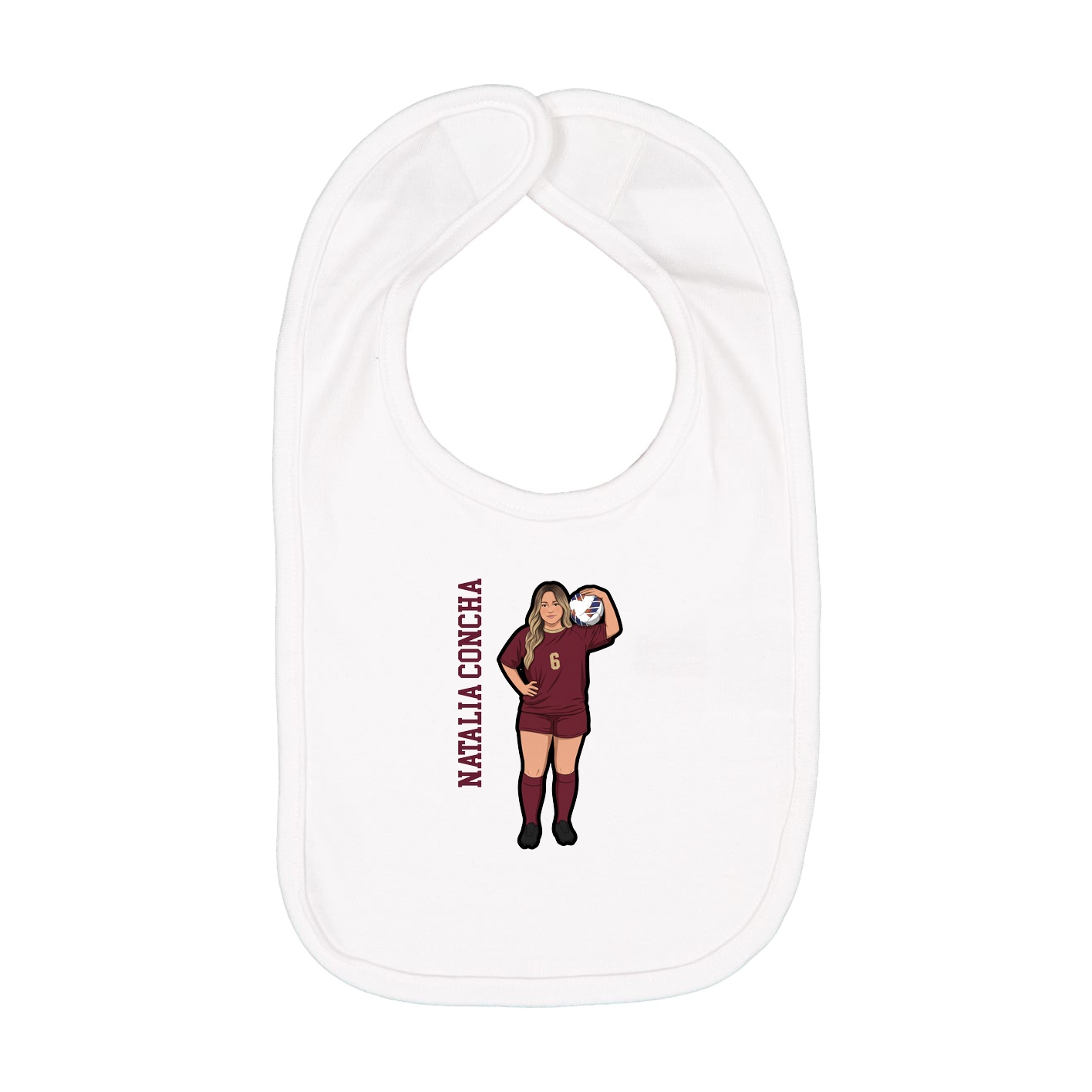 Infant Bib — Name Vertical in White