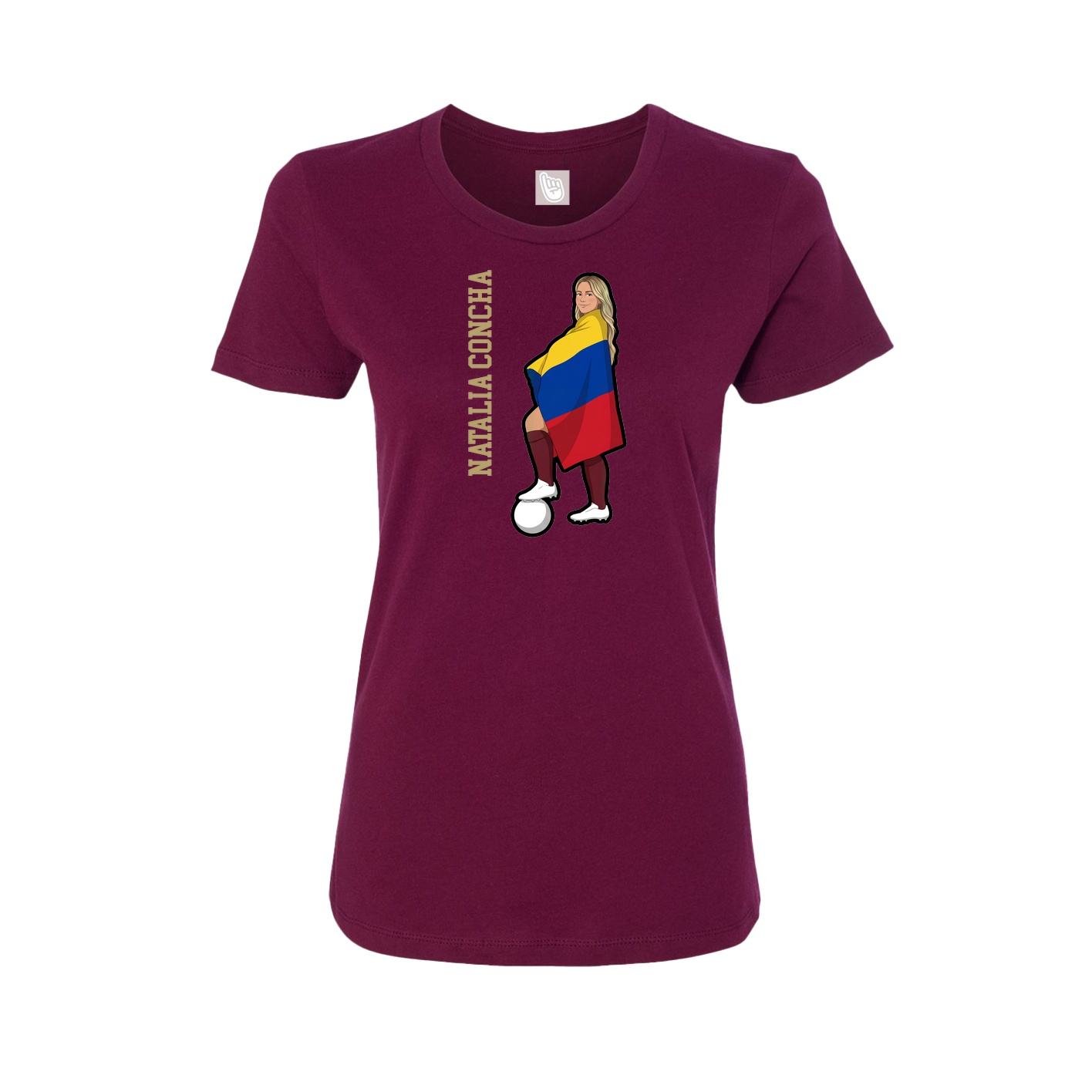 Fitted Women's Tee — Name Vertical in Maroon
