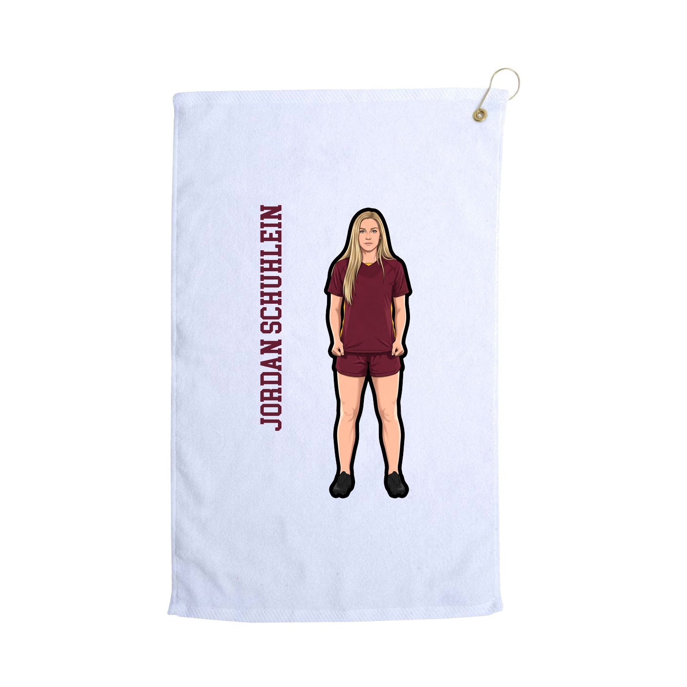 Golf Towel — Name Vertical in White
