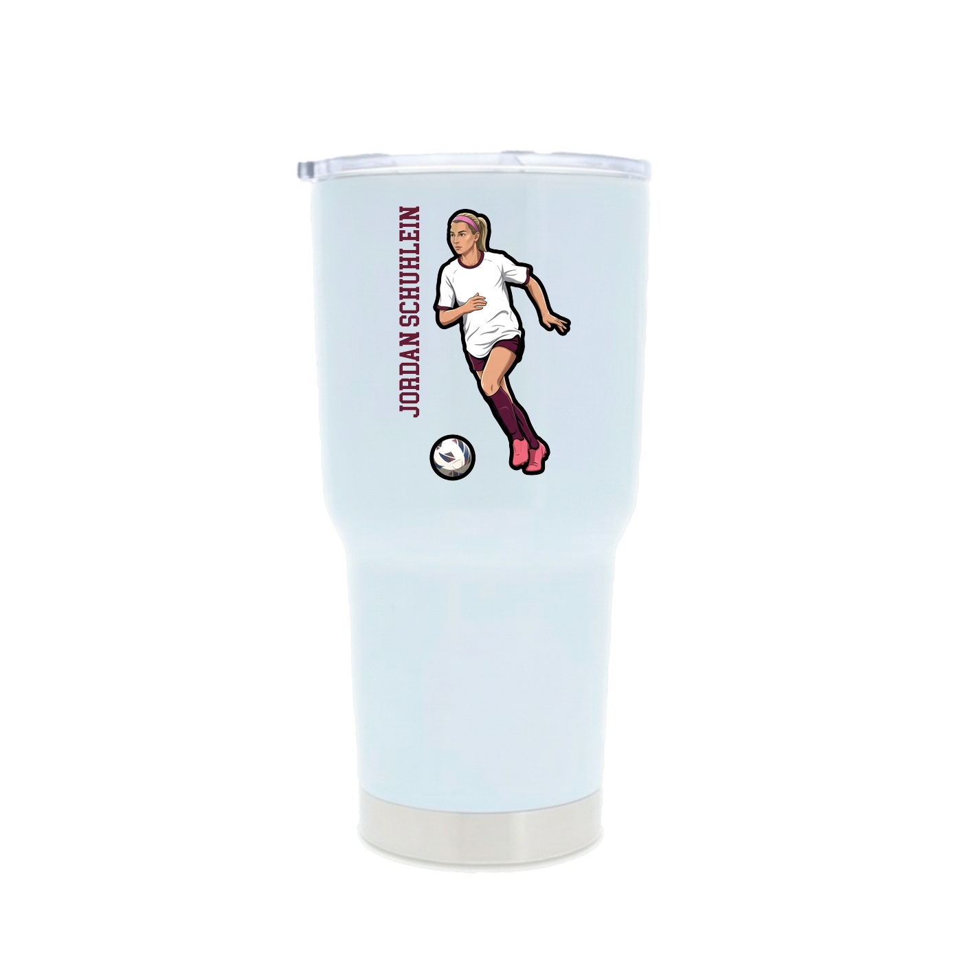 30oz Stainless Steel Tumbler — Name Vertical in White