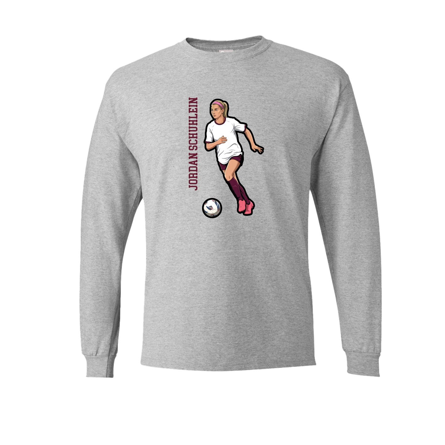 Long Sleeve Tee — Name Vertical in Grey