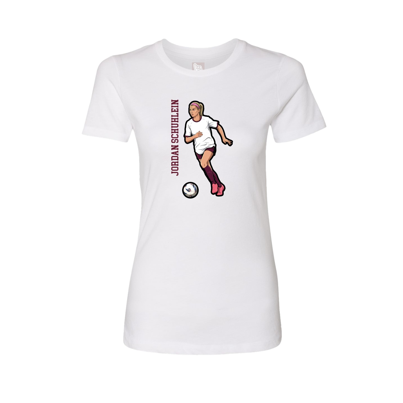 Fitted Women's Tee — Name Vertical in White