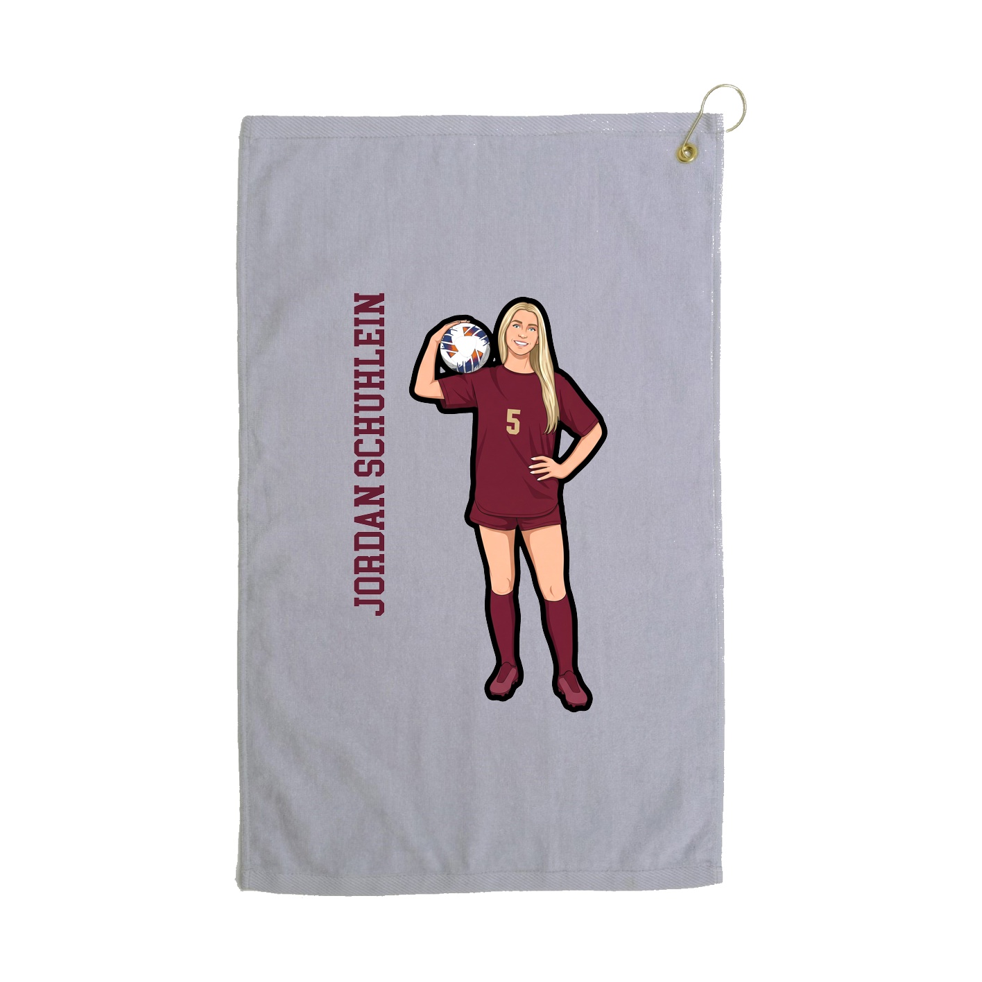 Golf Towel — Name Vertical in Grey