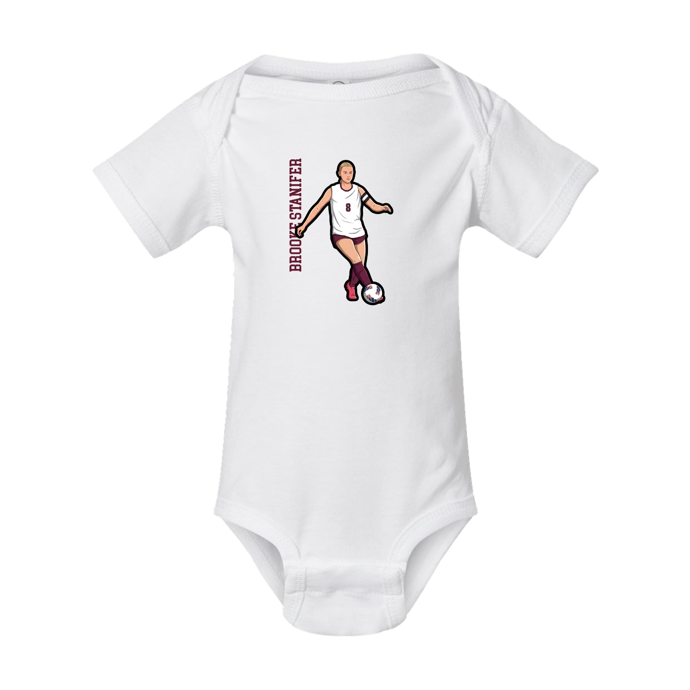 Baby Onesie — Name Vertical in White