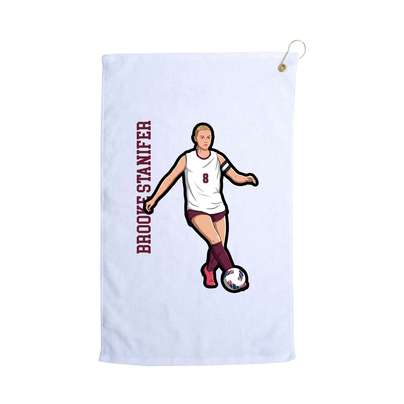Golf Towel — Name Vertical in White