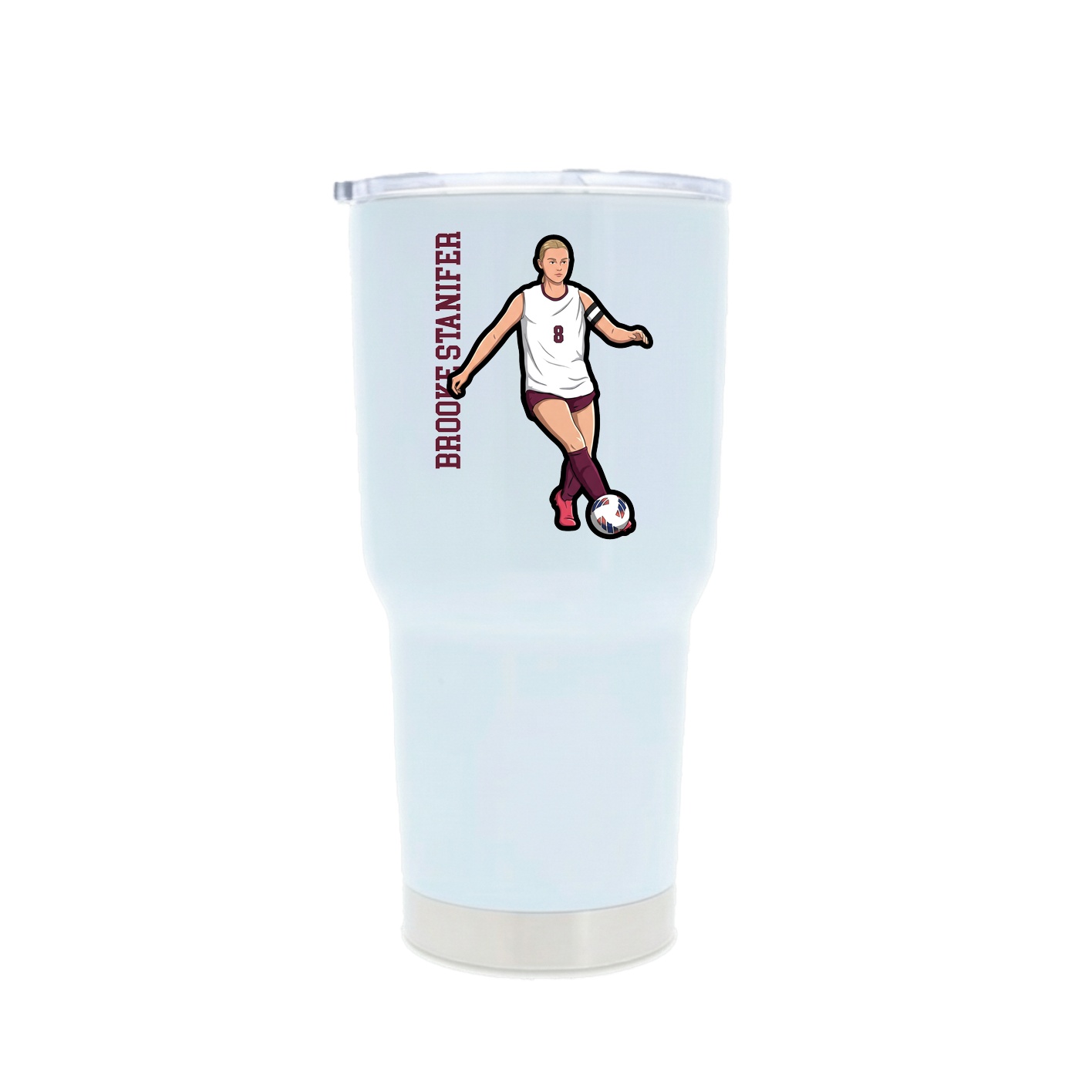 30oz Stainless Steel Tumbler — Name Vertical in White