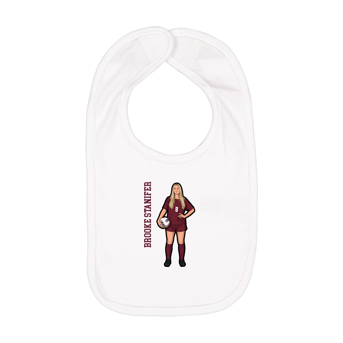 Infant Bib — Name Vertical in White
