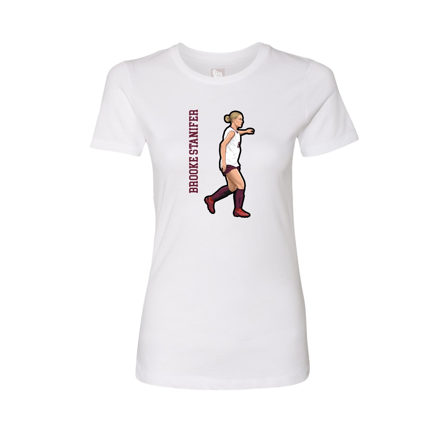 Fitted Women's Tee — Name Vertical in White