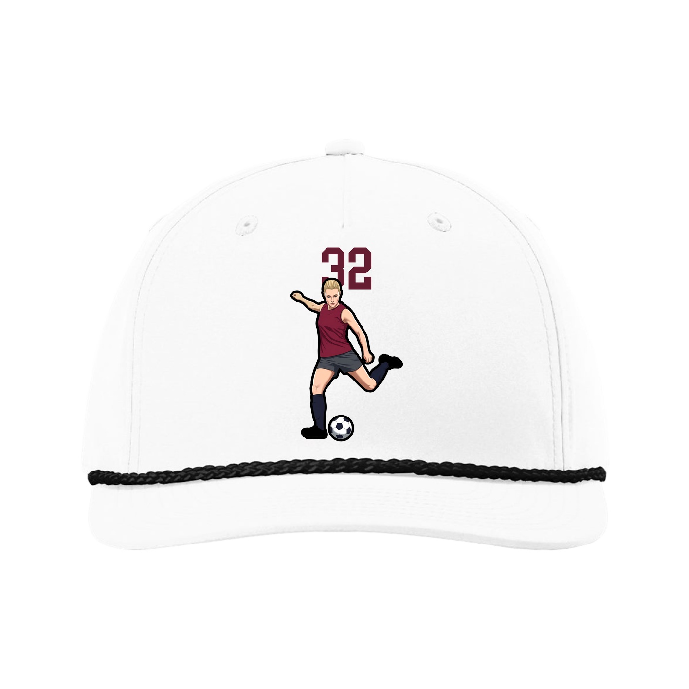 Five-Panel Classic Rope Cap — Number Top in White