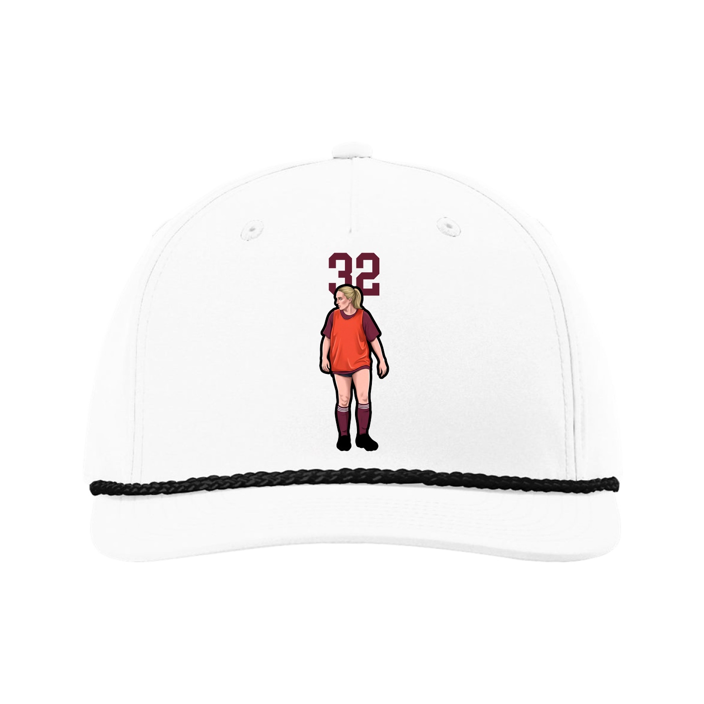 Five-Panel Classic Rope Cap — Number Top in White