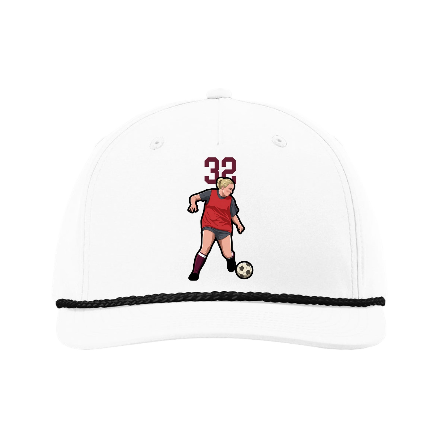 Five-Panel Classic Rope Cap — Number Top in White