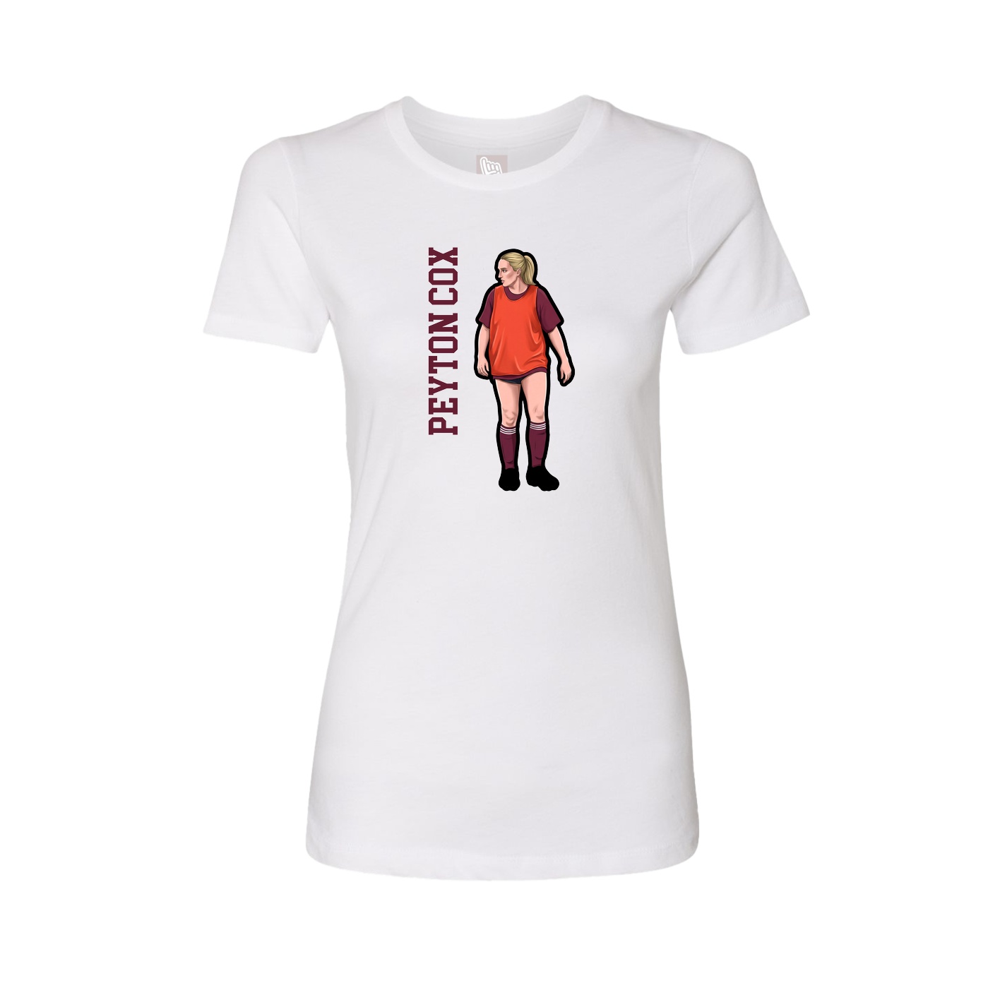 Fitted Women's Tee — Name Vertical in White