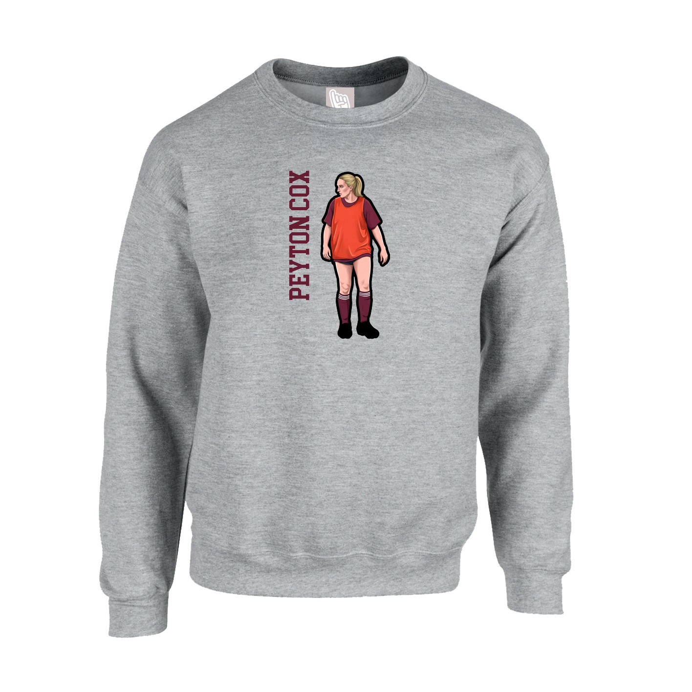 Fleece Crew — Name Vertical in Grey