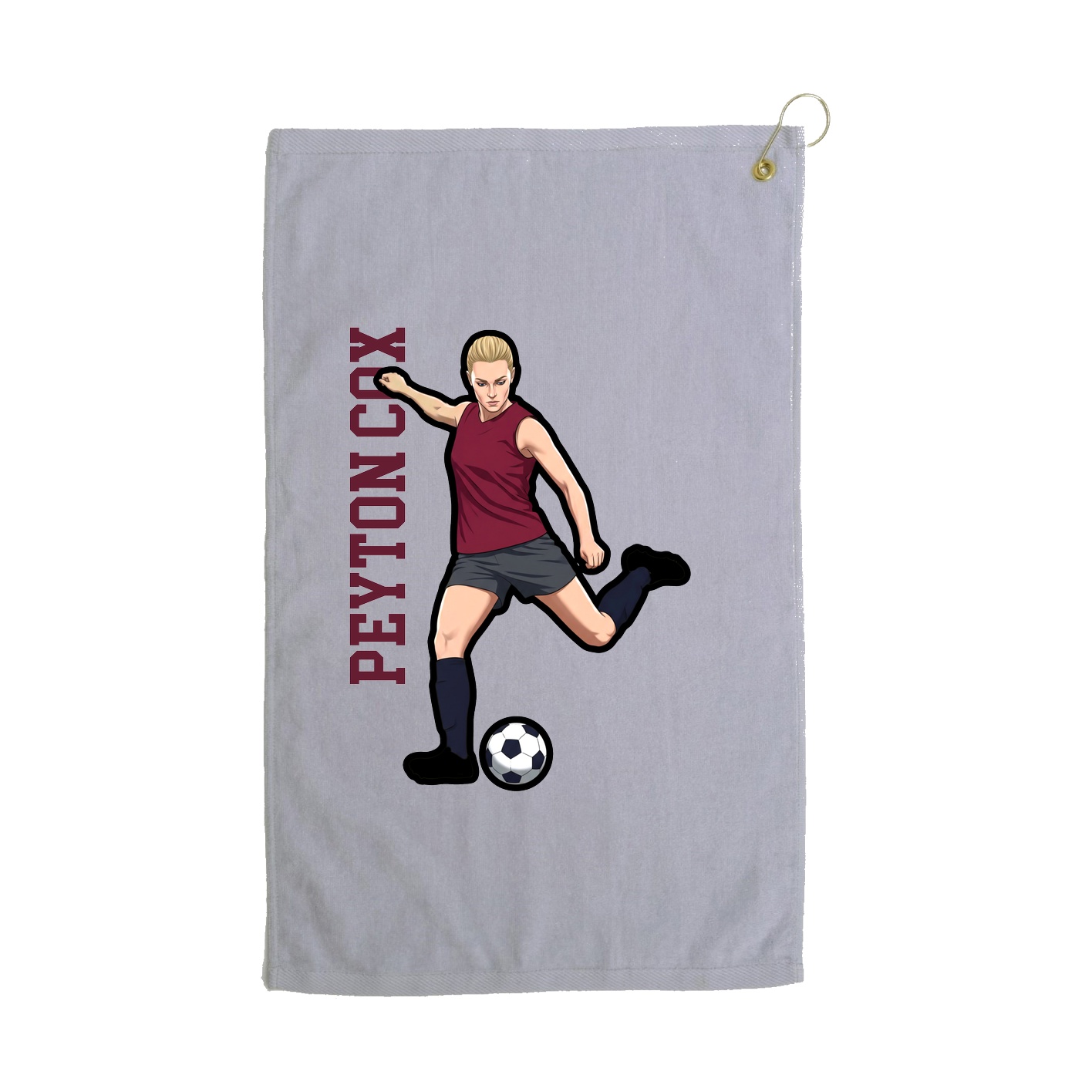 Golf Towel — Name Vertical in Grey