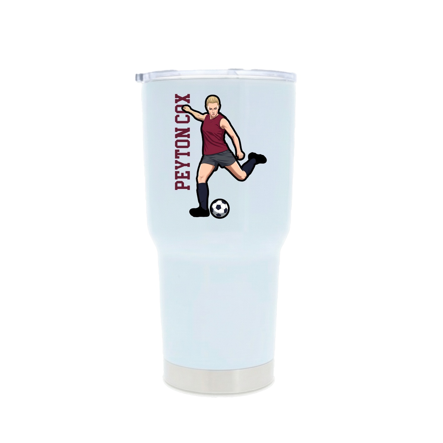 30oz Stainless Steel Tumbler — Name Vertical in White