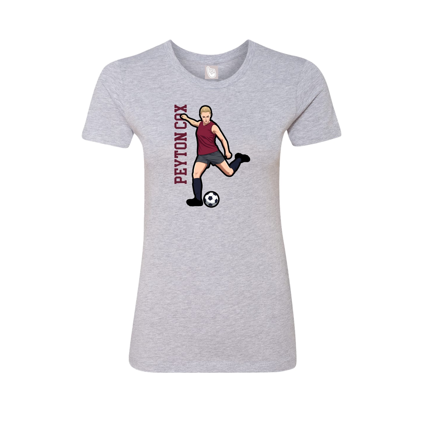 Fitted Women's Tee — Name Vertical in Grey