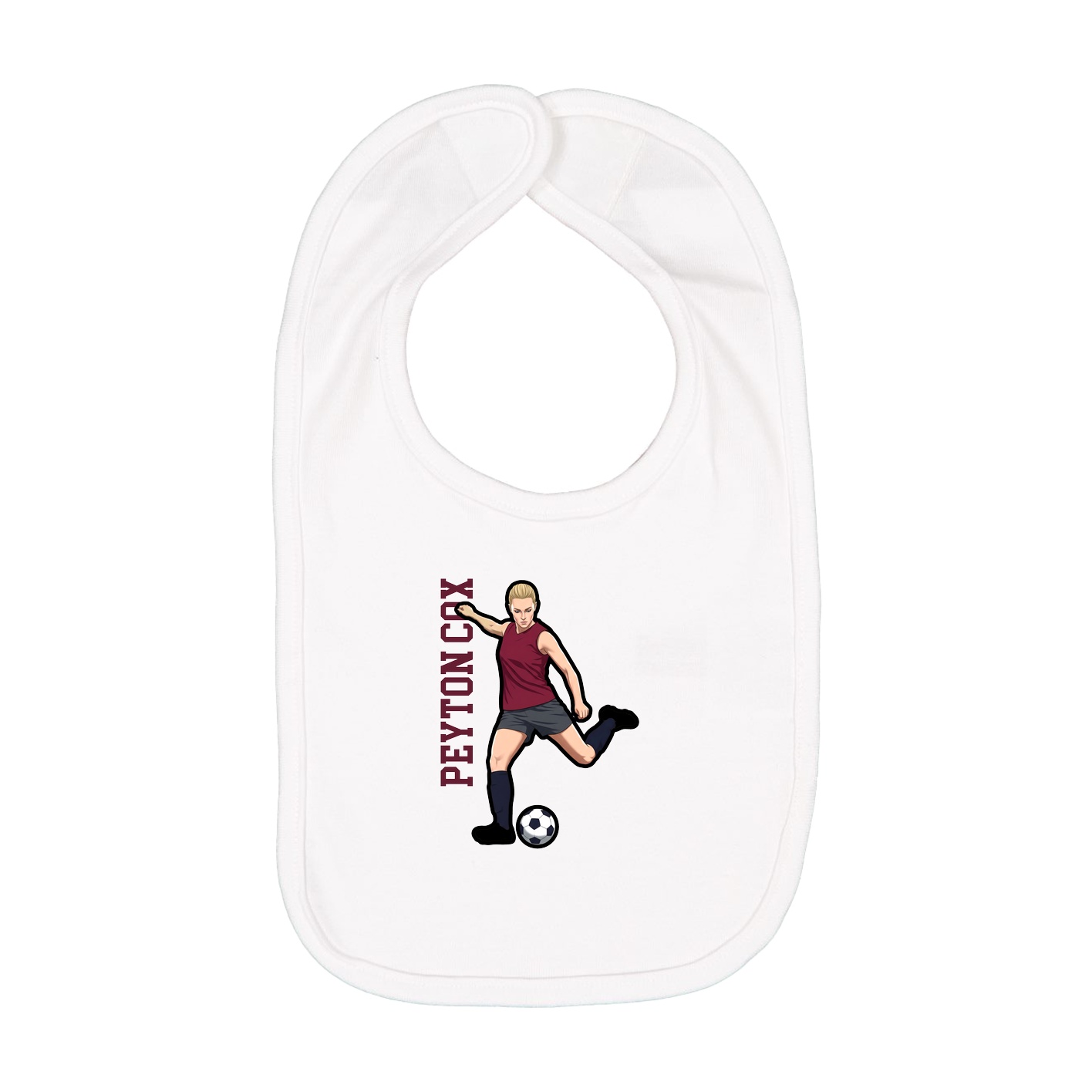 Infant Bib — Name Vertical in White