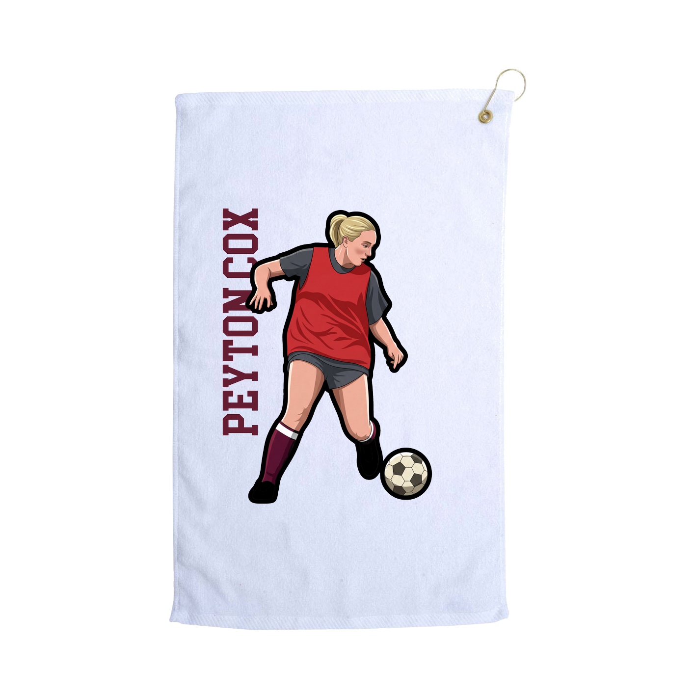 Golf Towel — Name Vertical in White