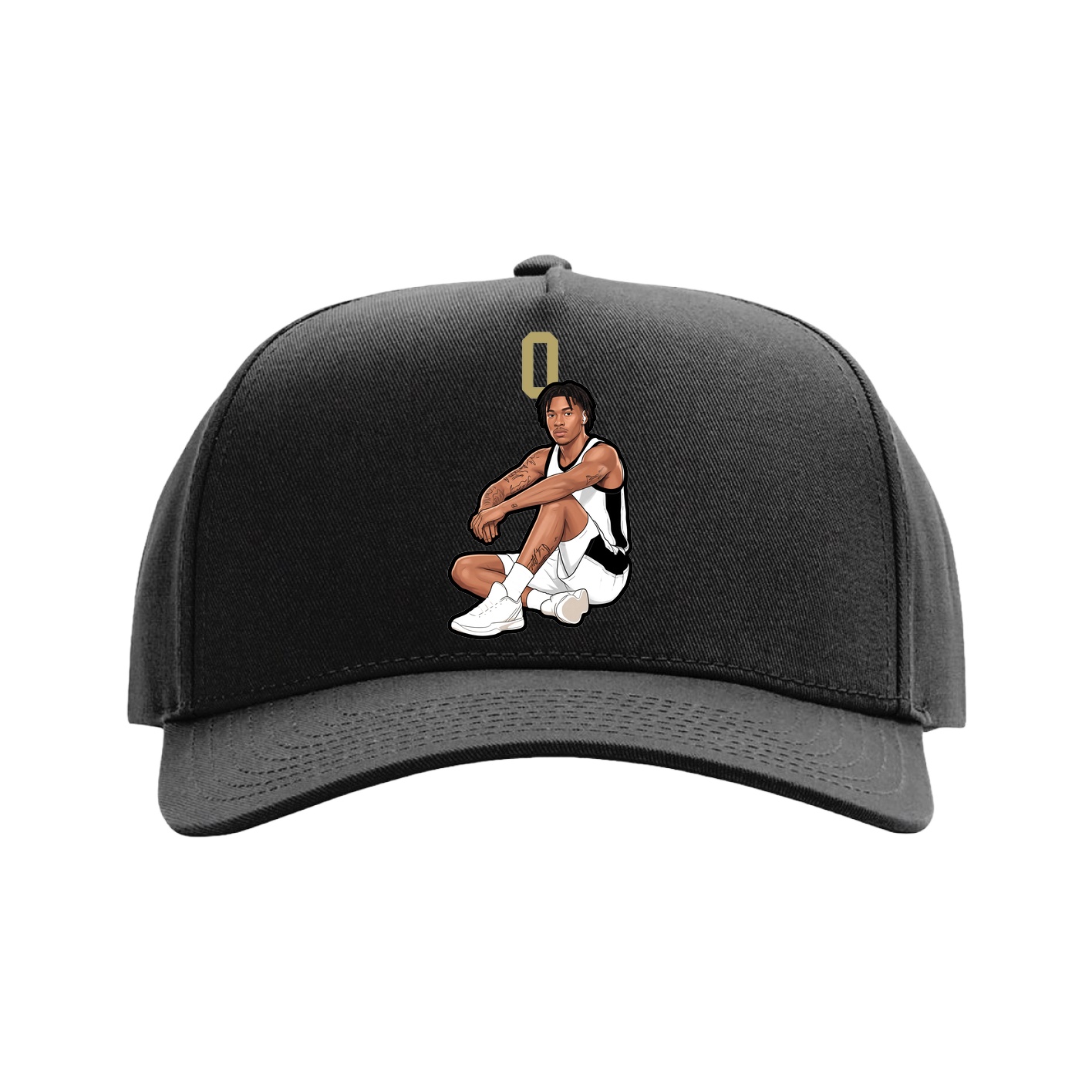 Full Fabric Five-Panel Champ Cap — Number Top in Black