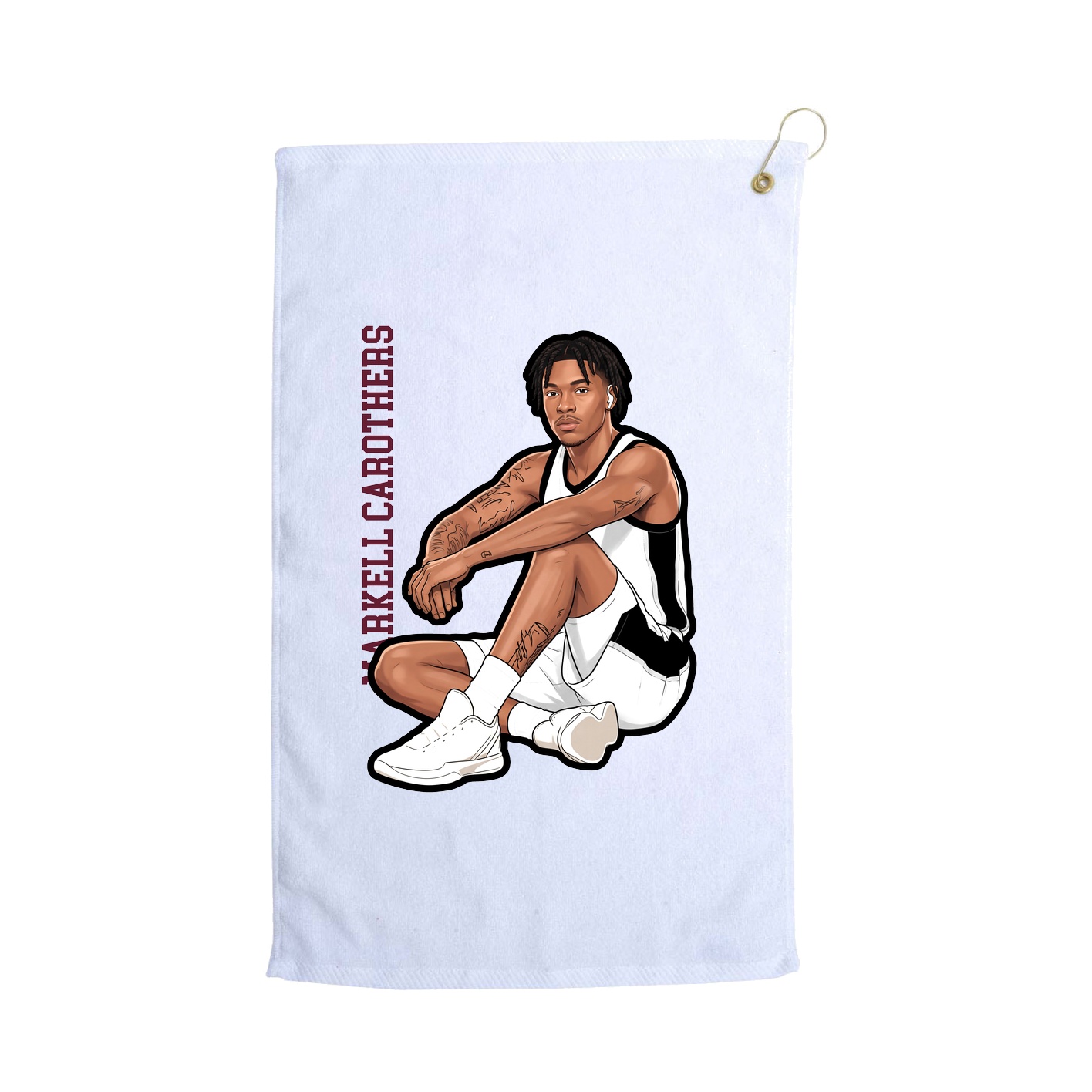 Golf Towel — Name Vertical in White