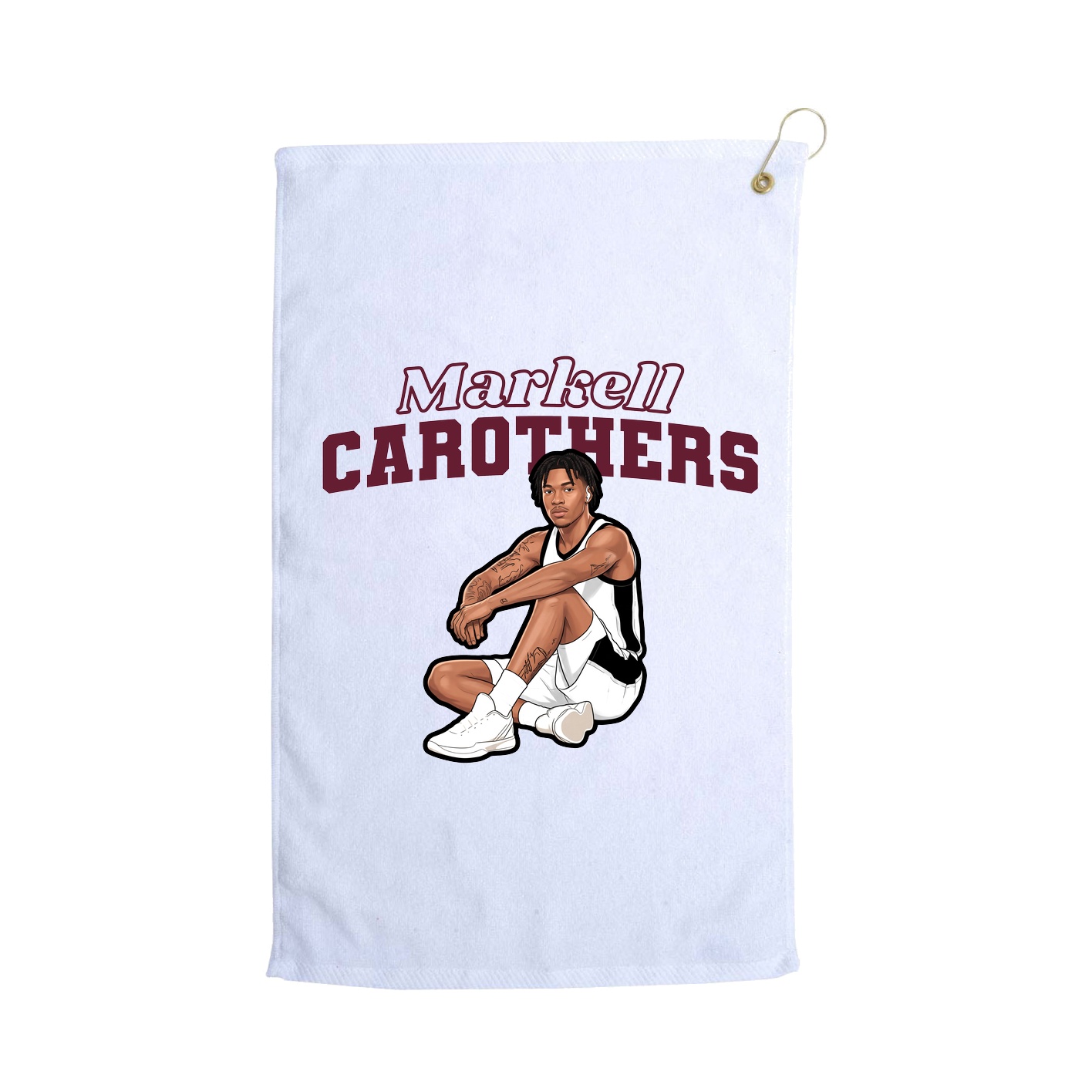 Golf Towel — Name Arch in White