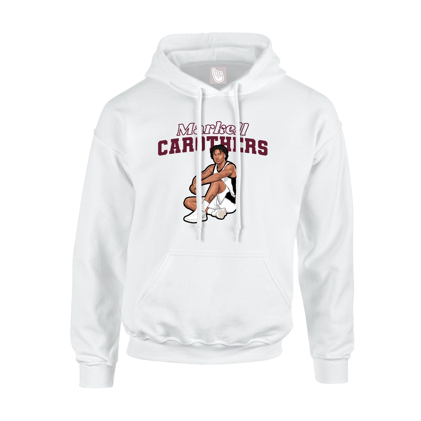 Youth Hoodie — Name Arch in White