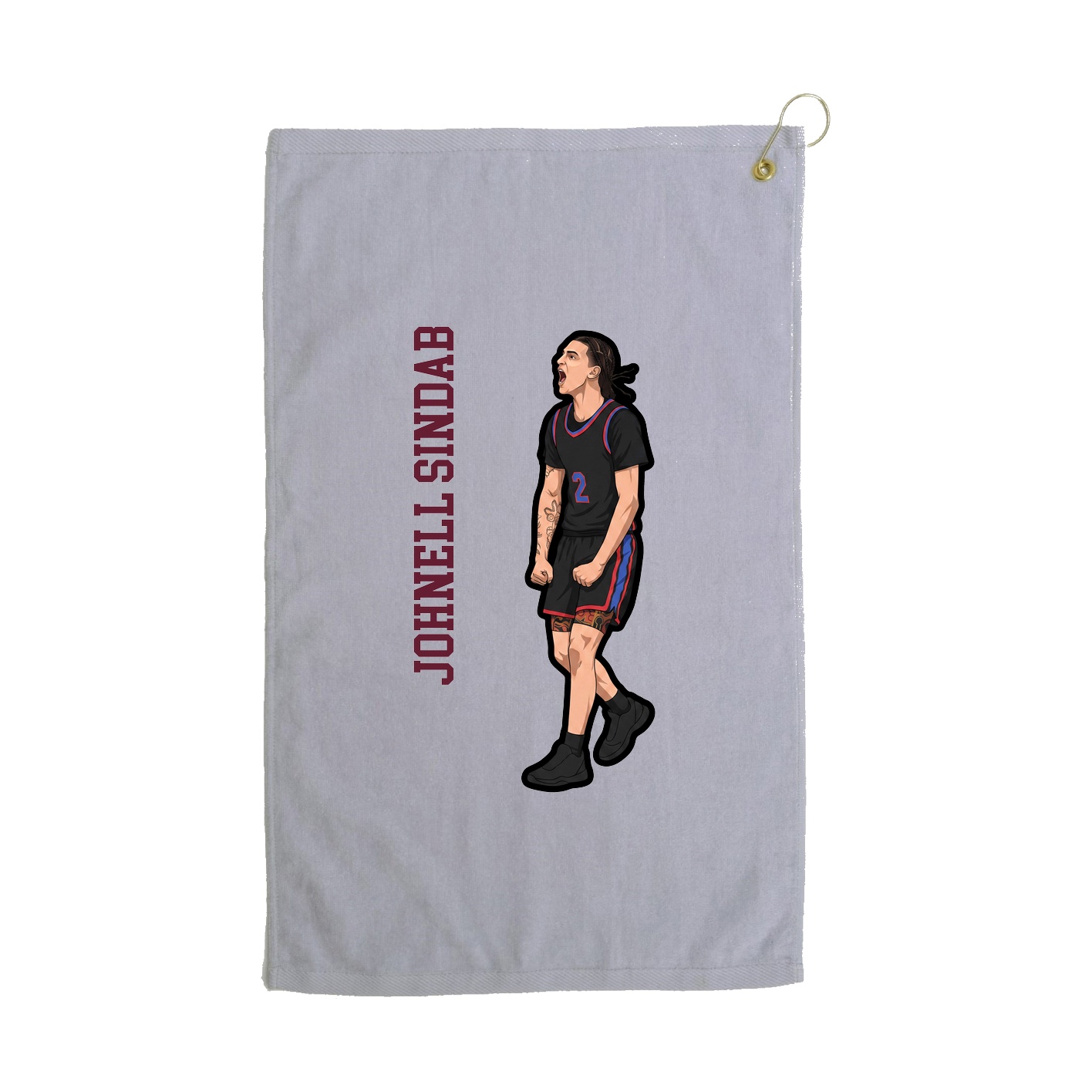 Golf Towel — Name Vertical in Grey
