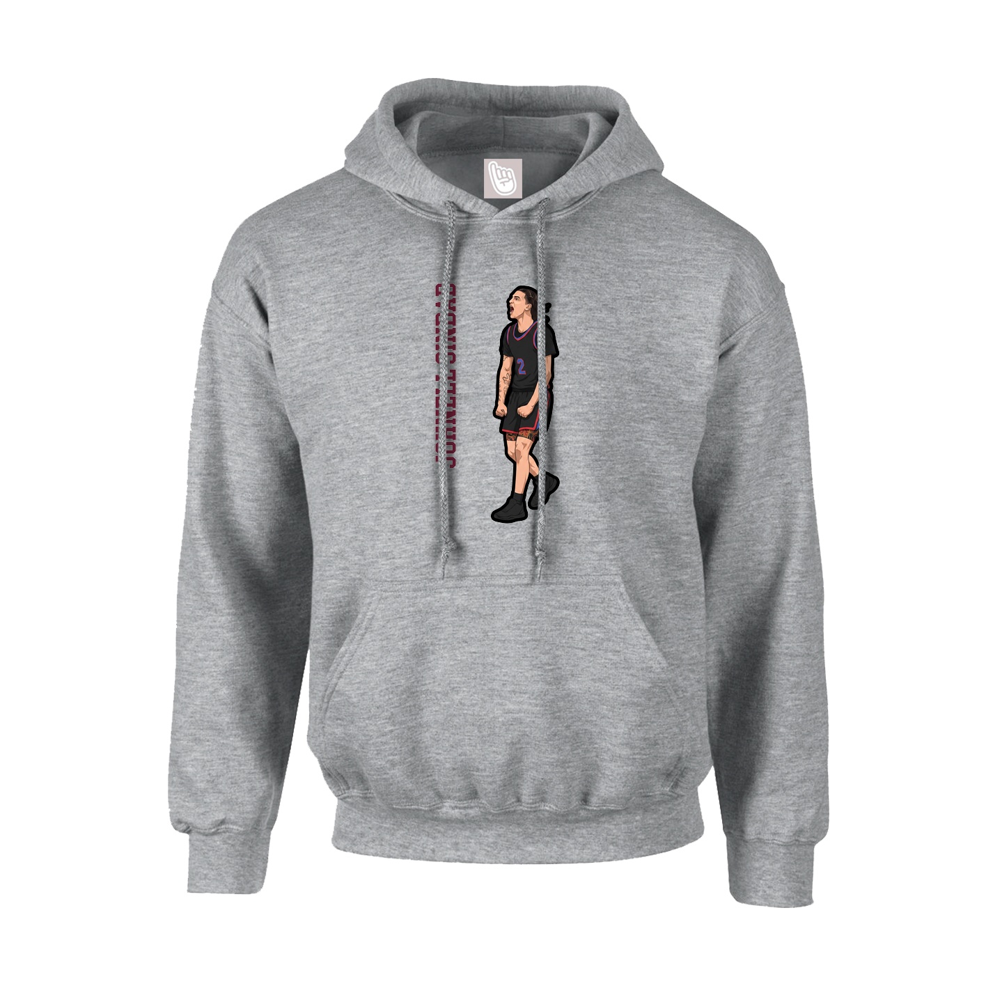 Youth Hoodie — Name Vertical in Grey
