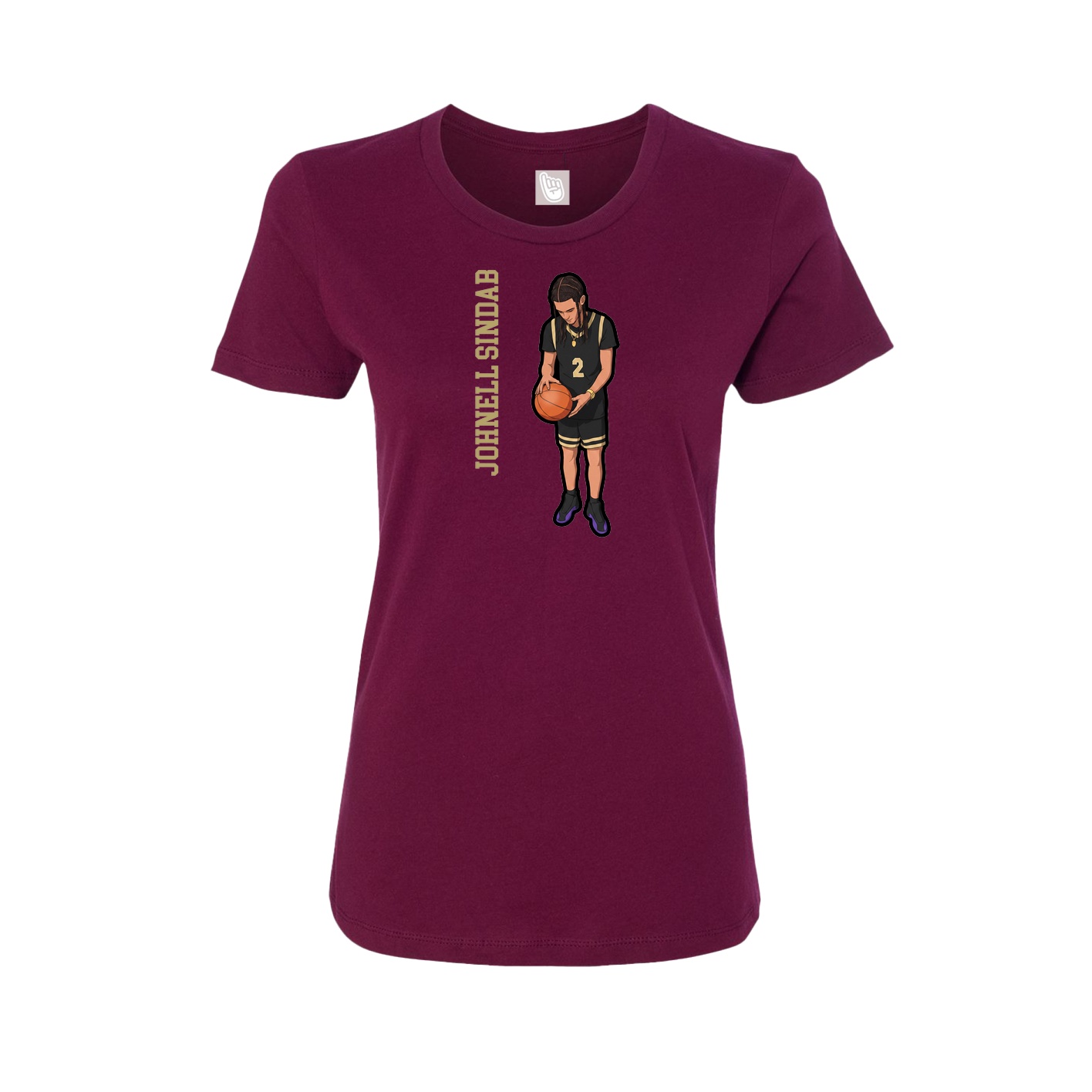 Fitted Women's Tee — Name Vertical in Maroon
