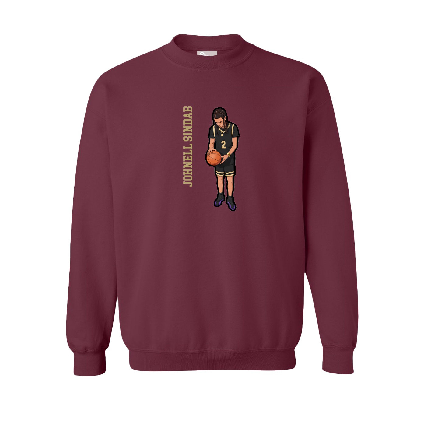 Fleece Crew — Name Vertical in Maroon