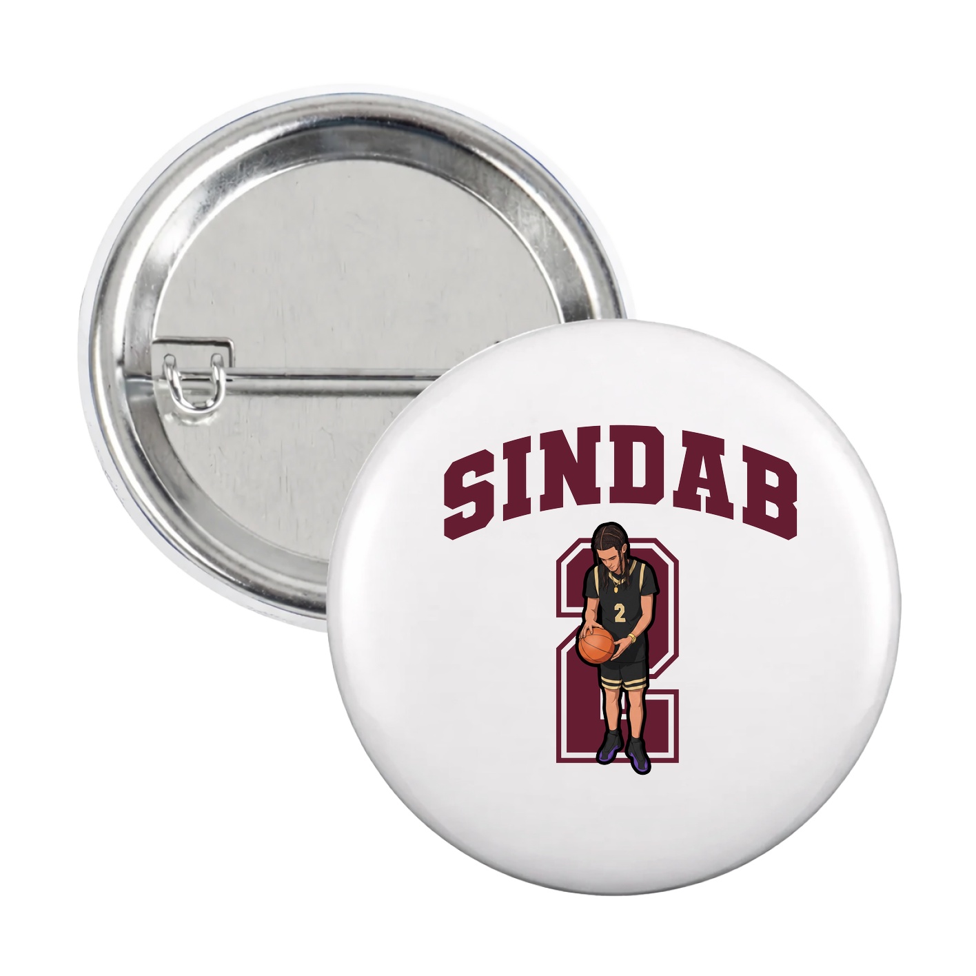 Game Day Button — Number in White