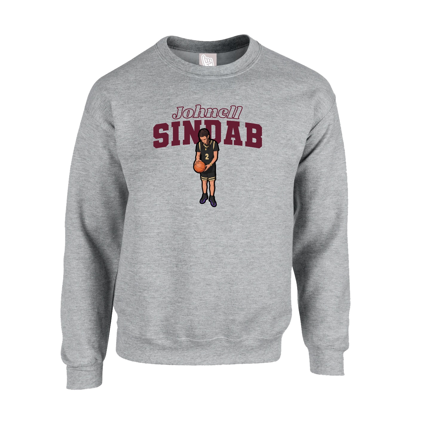 Fleece Crew — Name Arch in Grey