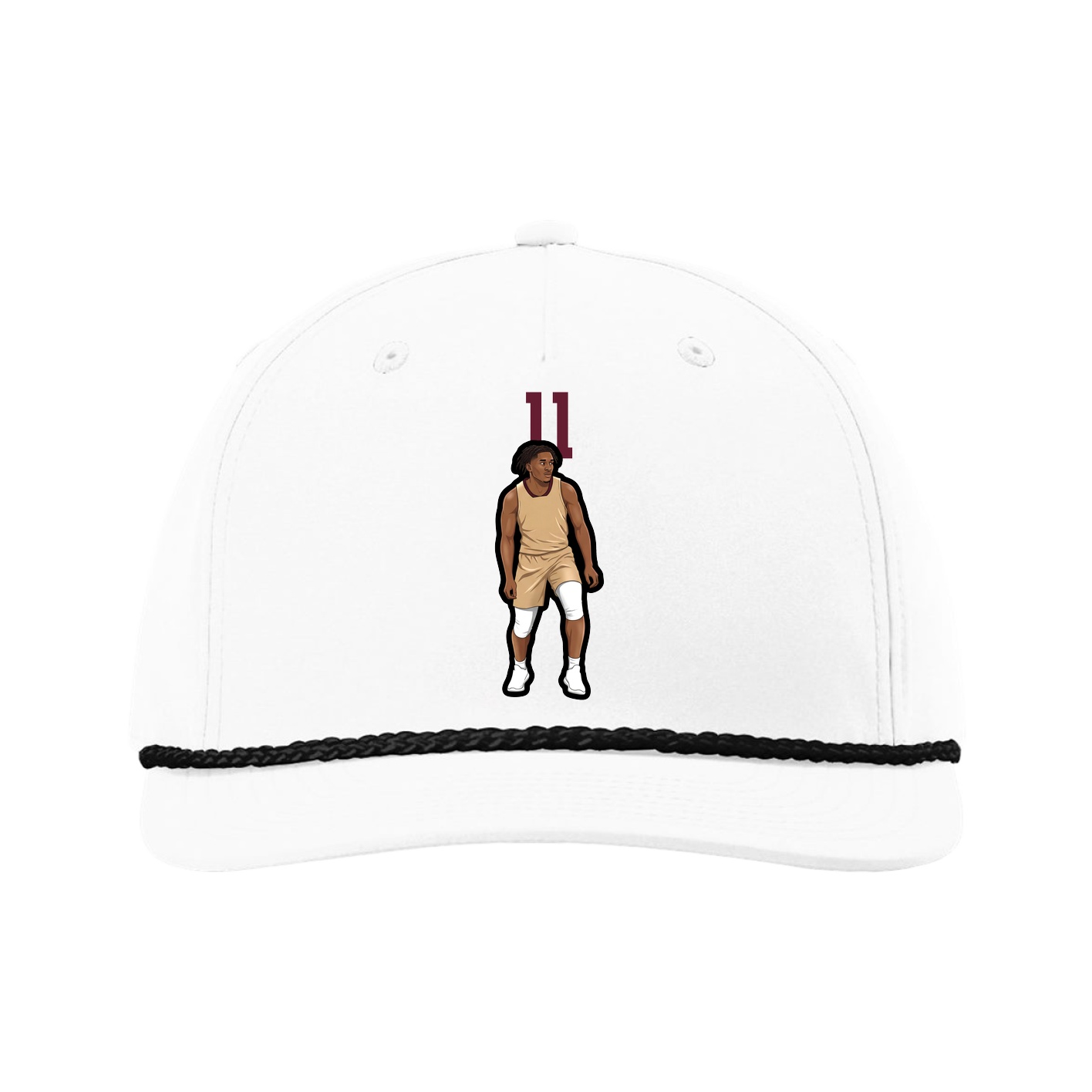 Five-Panel Classic Rope Cap — Number Top in White