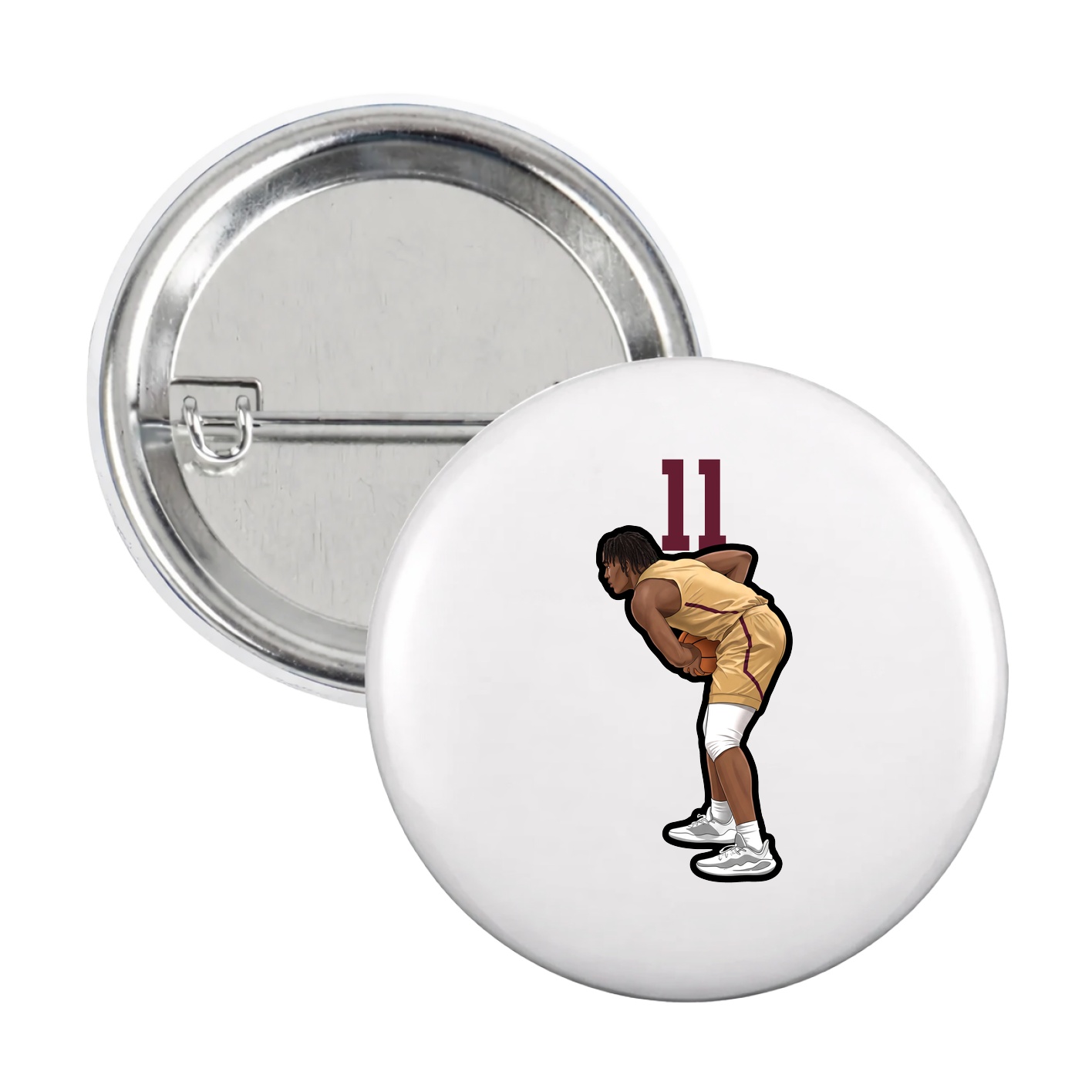 Game Day Button — Number Top in White