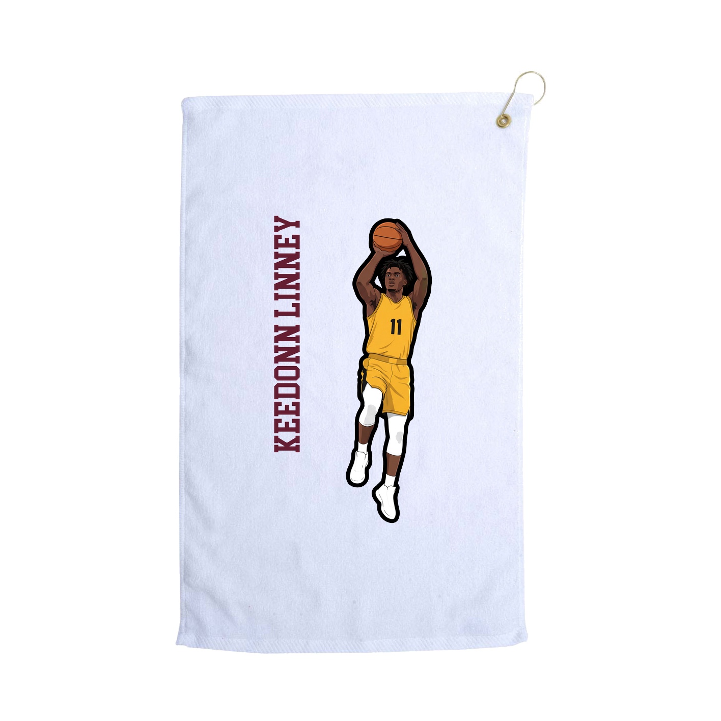 Golf Towel — Name Vertical in White
