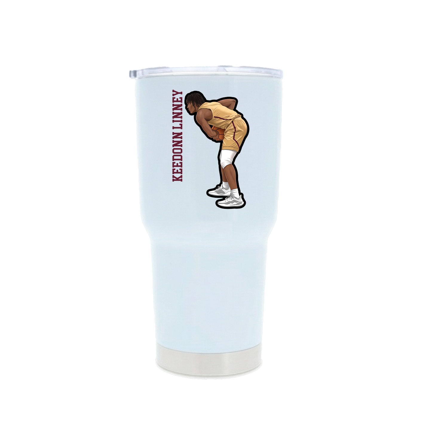 30oz Stainless Steel Tumbler — Name Vertical in White